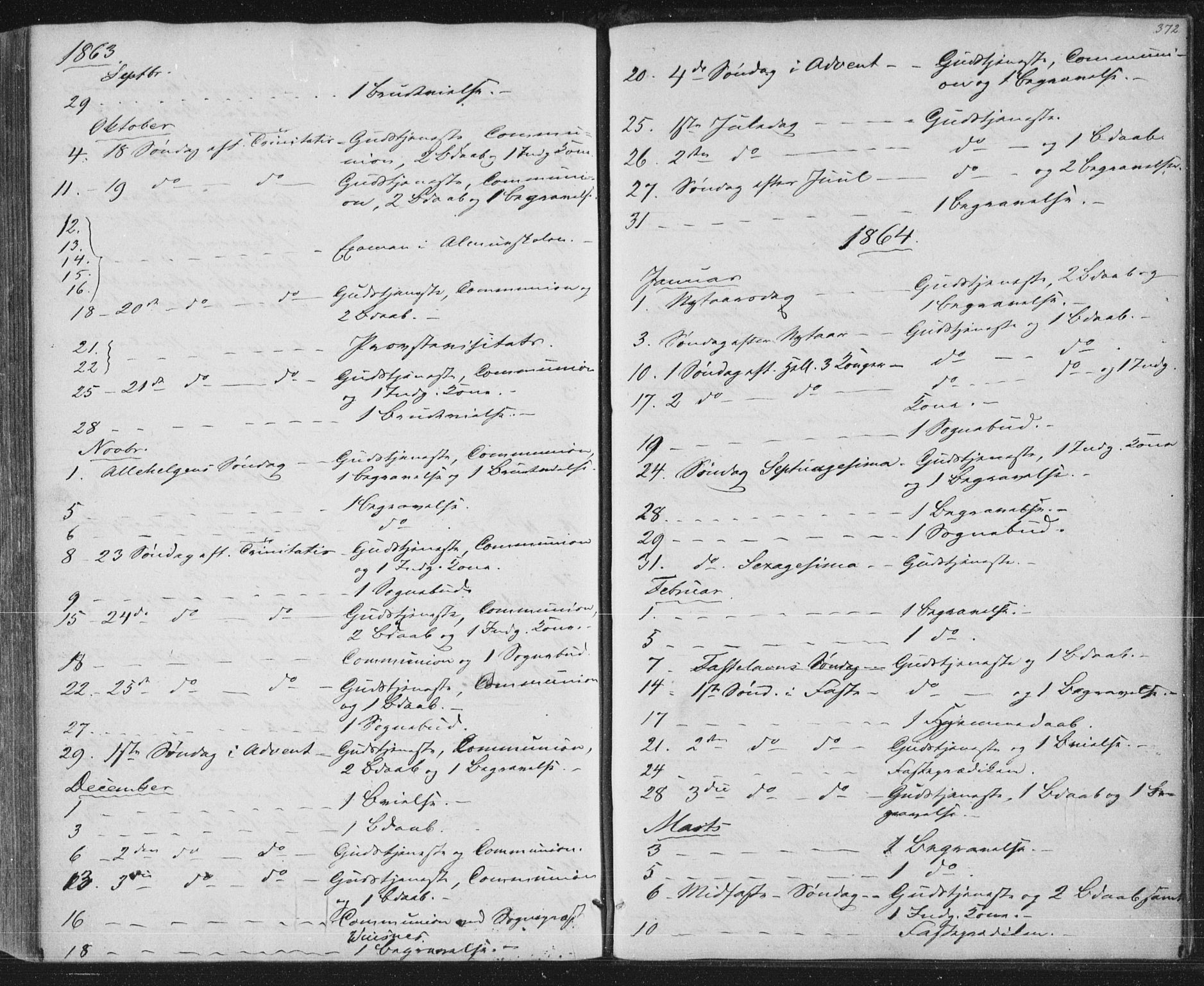 Brevik kirkebøker, SAKO/A-255/F/Fa/L0005: Parish register (official) no. 5, 1847-1865, p. 372
