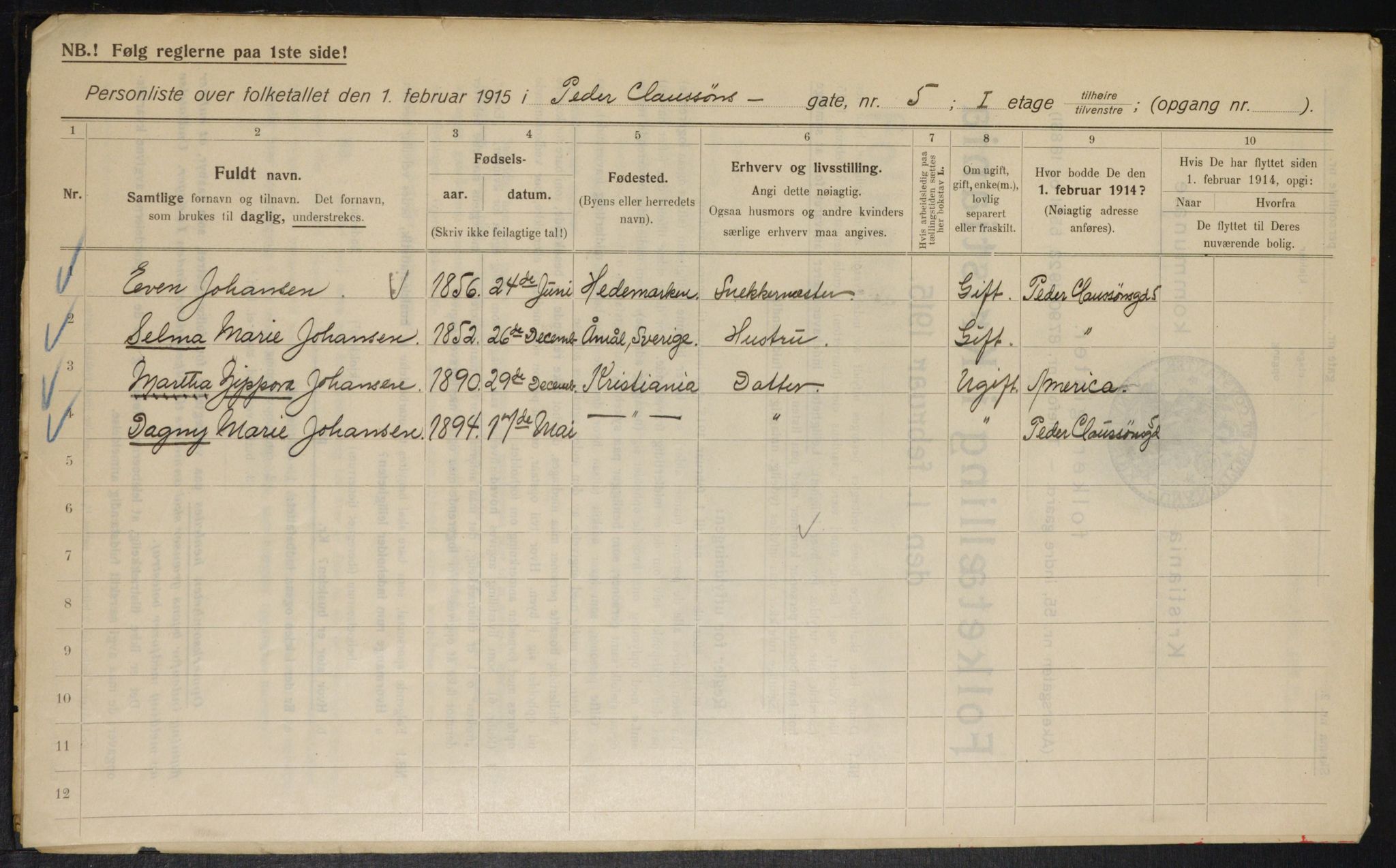 OBA, Municipal Census 1915 for Kristiania, 1915, p. 78232