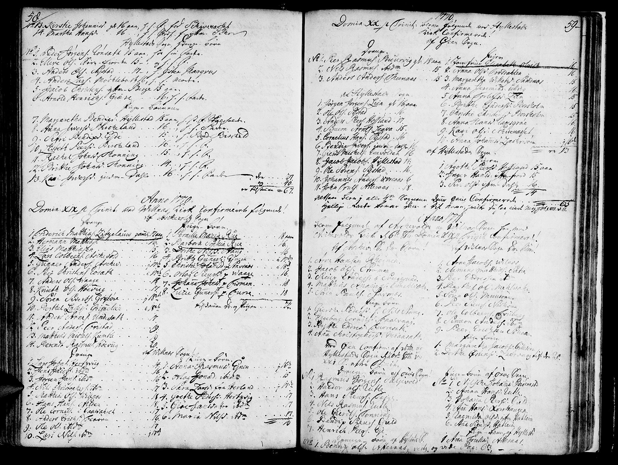 Askvoll sokneprestembete, SAB/A-79501/H/Haa/Haaa/L0008: Parish register (official) no. A 8, 1749-1775, p. 58-59