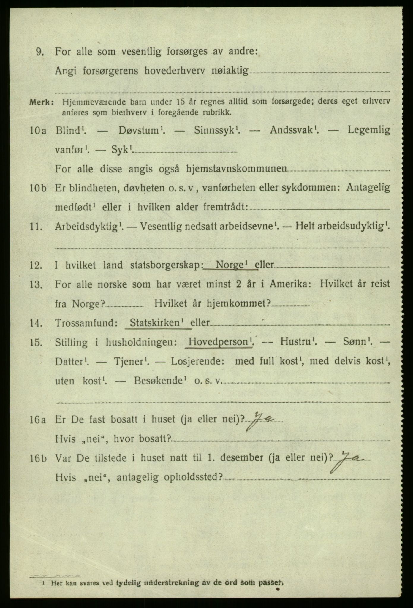 SAB, 1920 census for Hyllestad, 1920, p. 3499