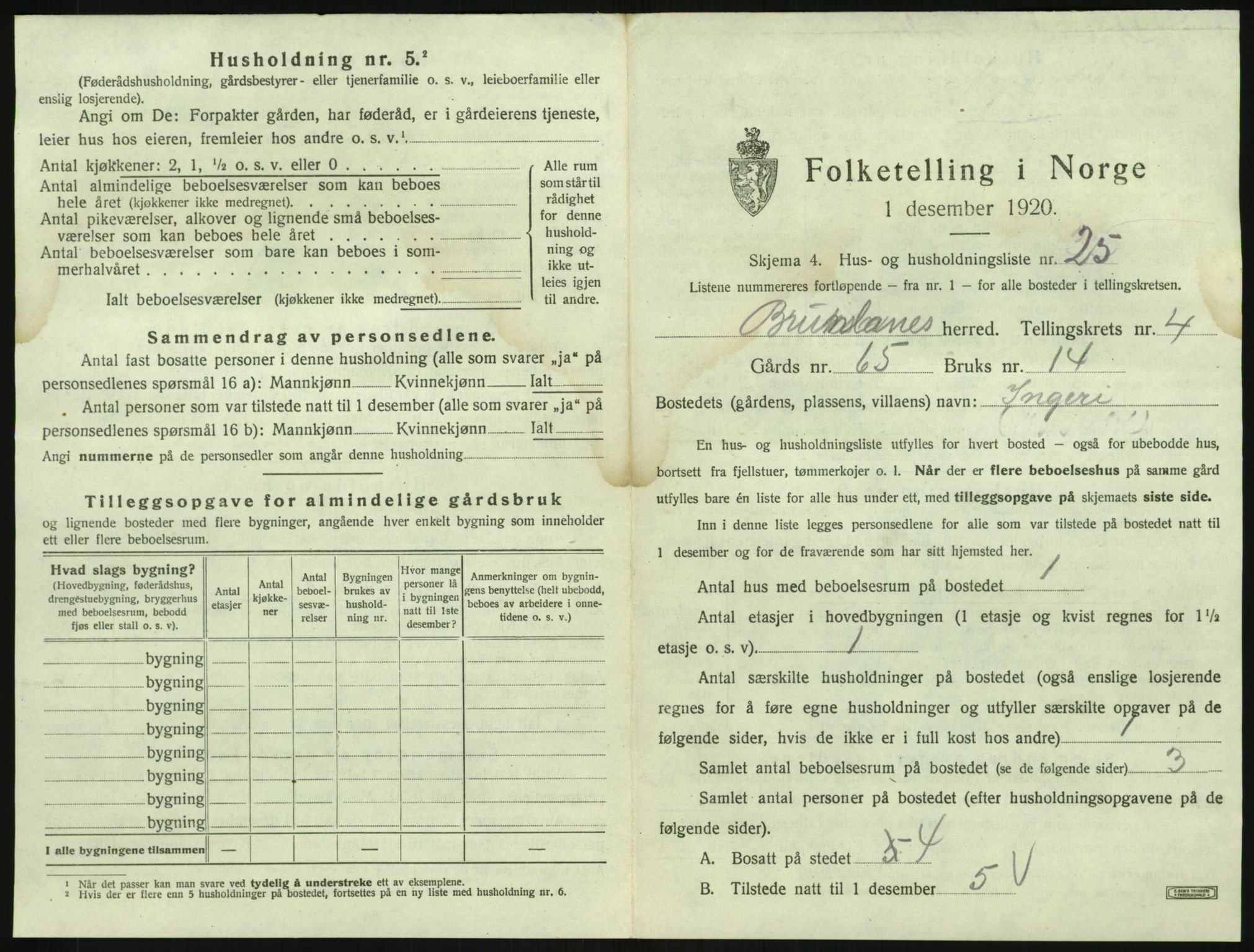 SAKO, 1920 census for Brunlanes, 1920, p. 769