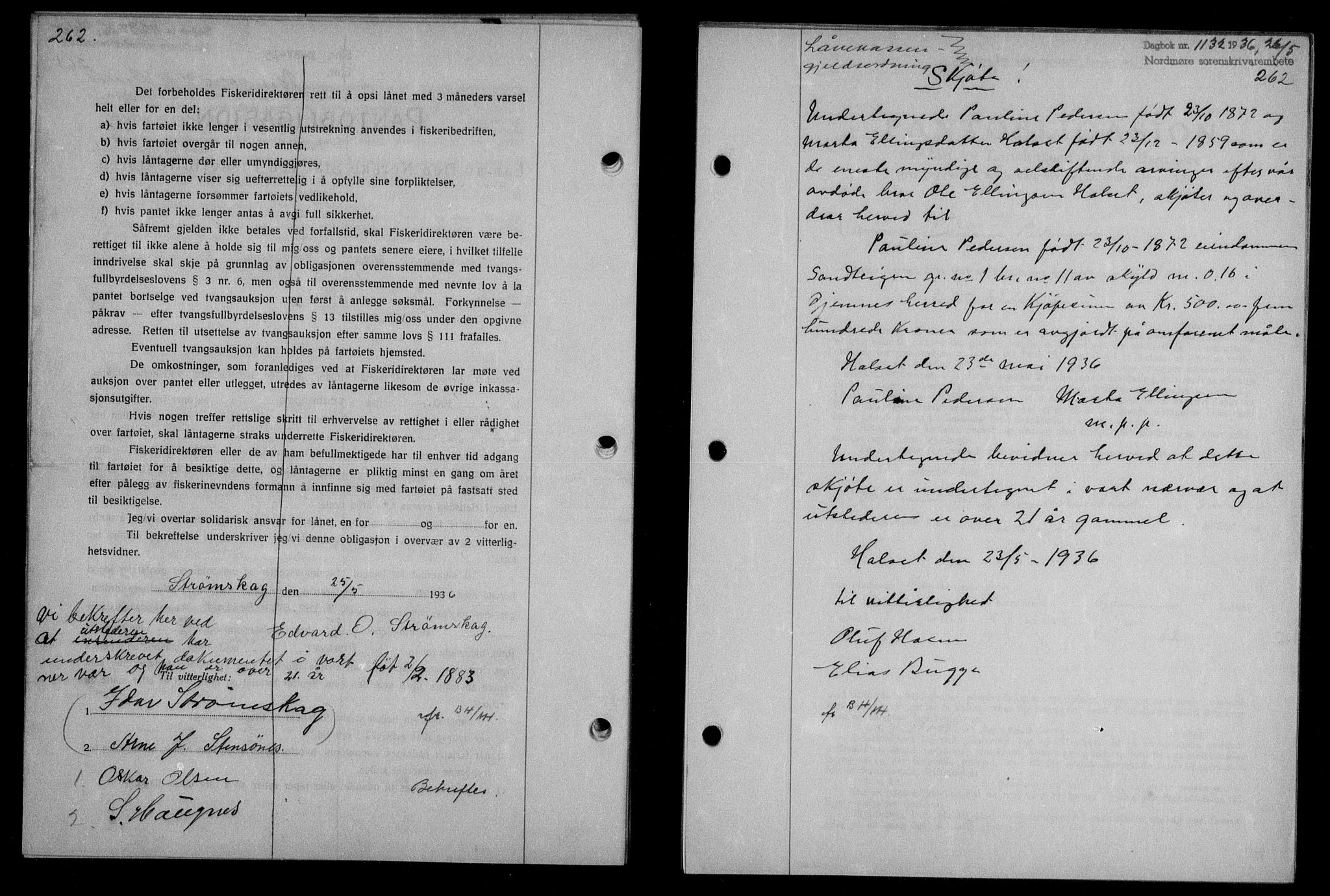 Nordmøre sorenskriveri, AV/SAT-A-4132/1/2/2Ca/L0088: Mortgage book no. 78, 1936-1936, Diary no: : 1132/1936