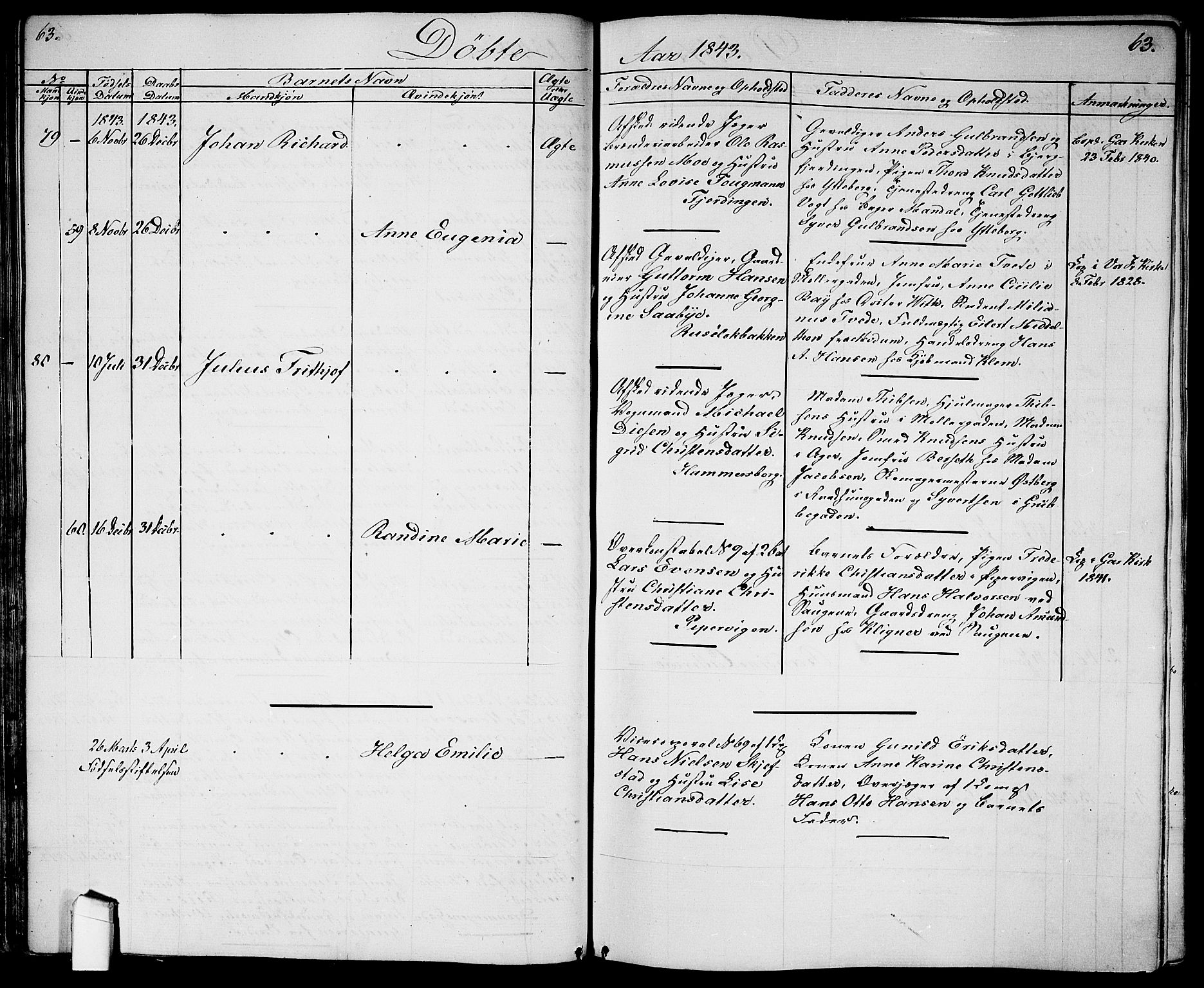 Garnisonsmenigheten Kirkebøker, SAO/A-10846/G/Ga/L0005: Parish register (copy) no. 5, 1841-1860, p. 63