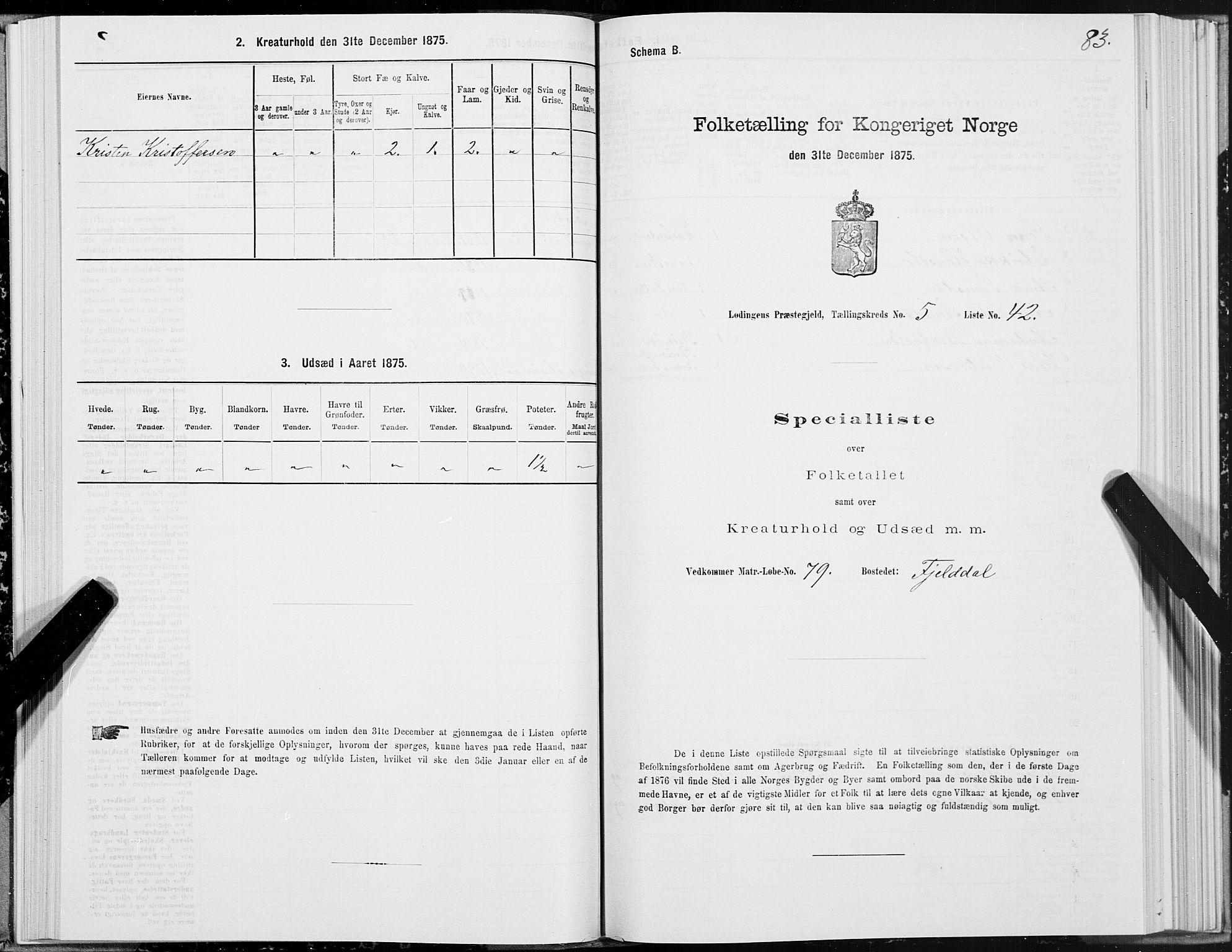 SAT, 1875 census for 1851P Lødingen, 1875, p. 3083