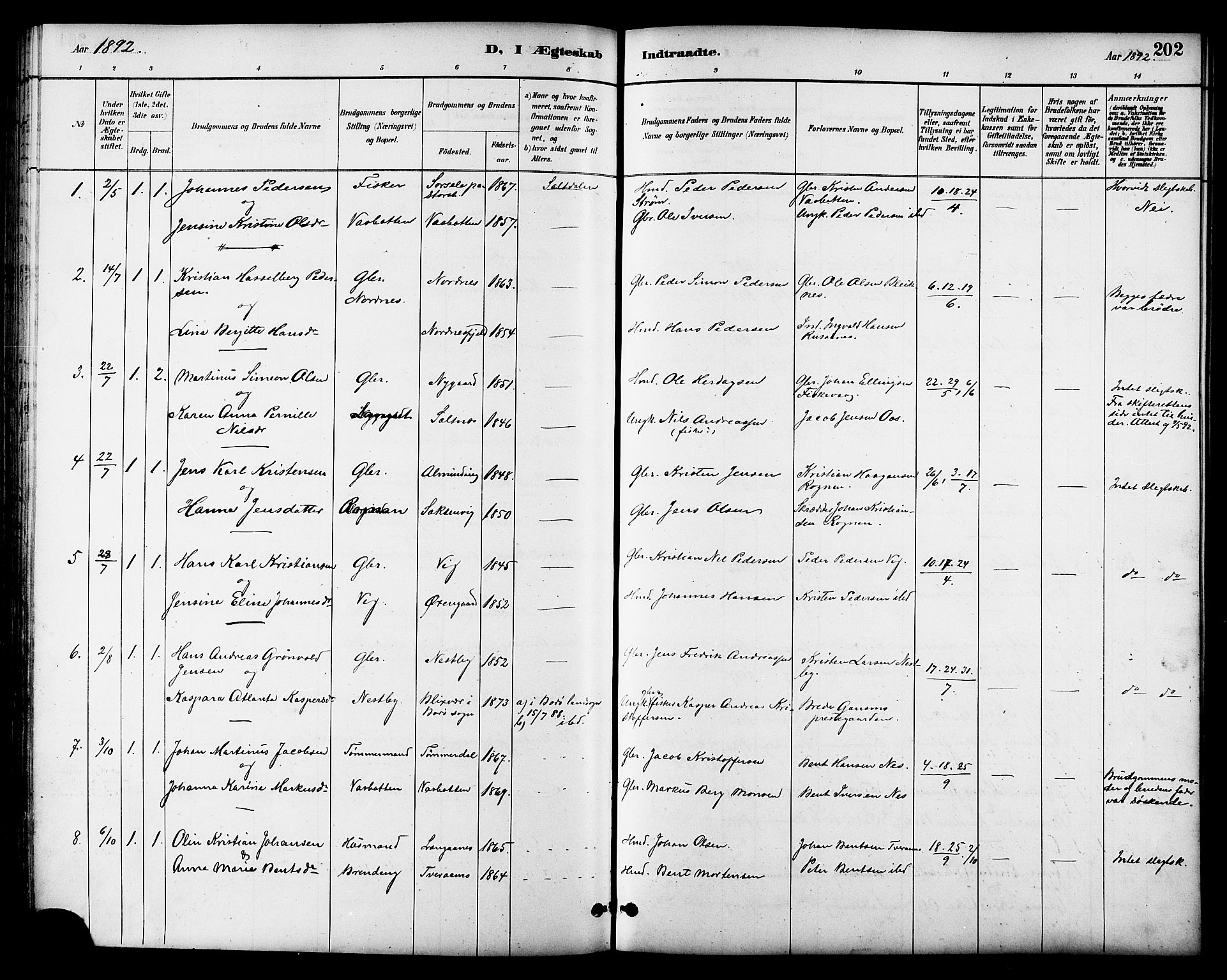 Ministerialprotokoller, klokkerbøker og fødselsregistre - Nordland, SAT/A-1459/847/L0669: Parish register (official) no. 847A09, 1887-1901, p. 202