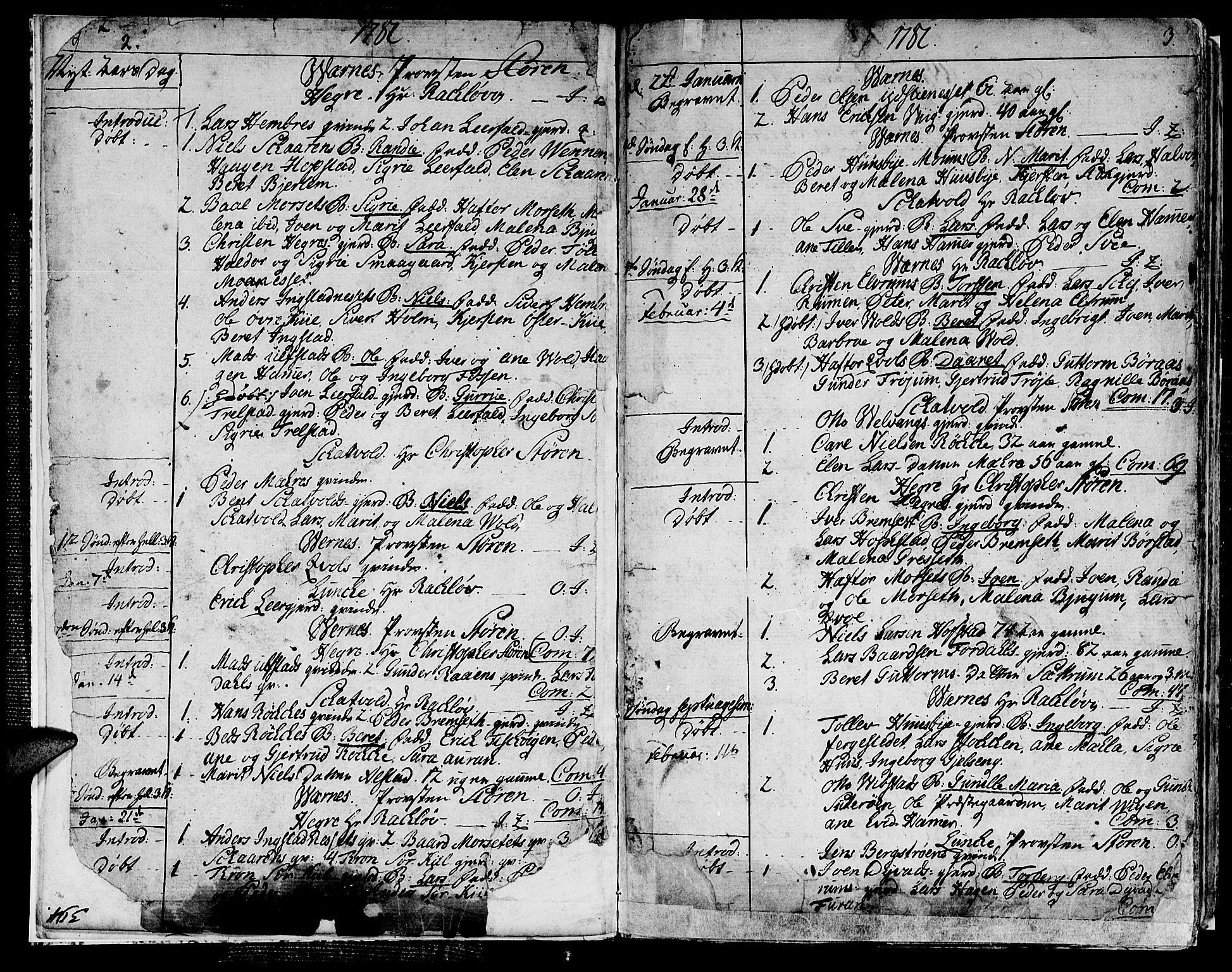 Ministerialprotokoller, klokkerbøker og fødselsregistre - Nord-Trøndelag, SAT/A-1458/709/L0059: Parish register (official) no. 709A06, 1781-1797, p. 2-3