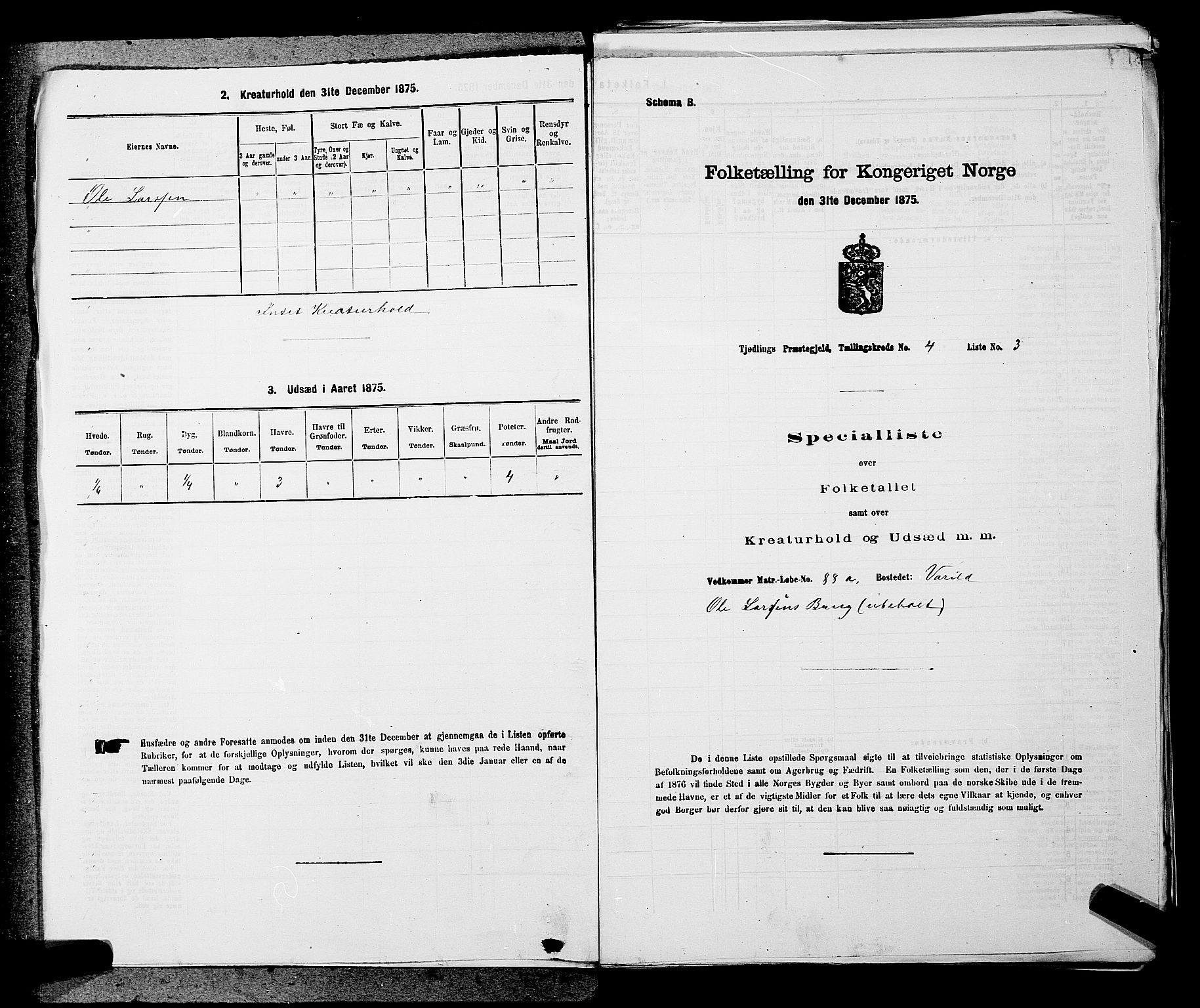 SAKO, 1875 census for 0725P Tjølling, 1875, p. 721