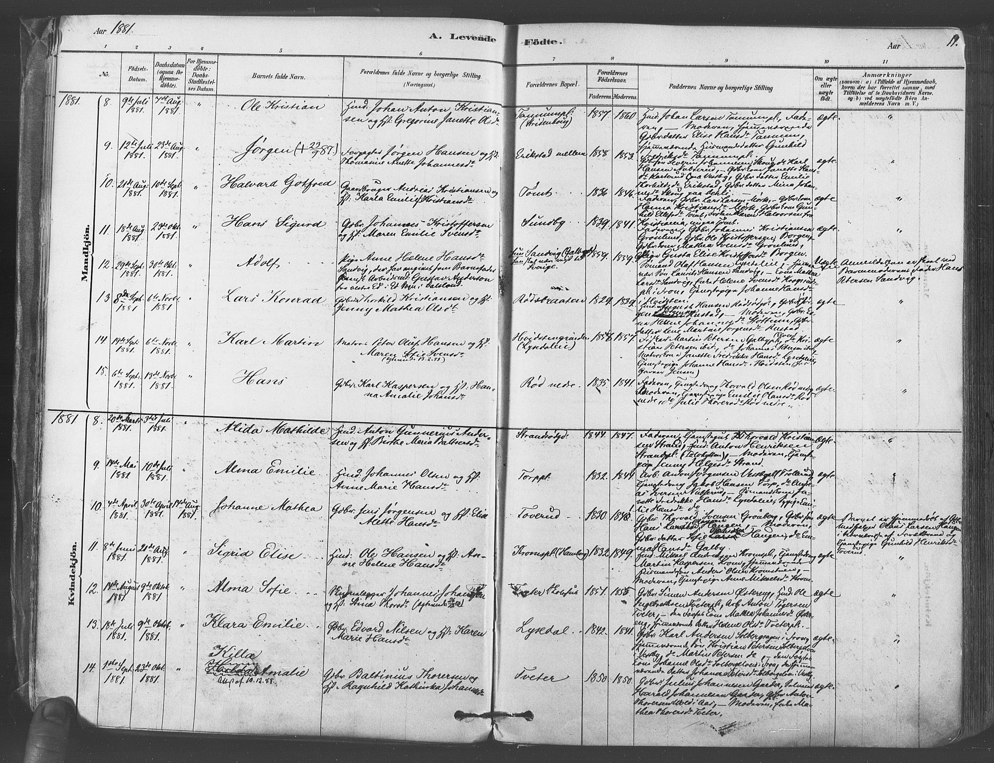 Vestby prestekontor Kirkebøker, AV/SAO-A-10893/F/Fa/L0009: Parish register (official) no. I 9, 1878-1900, p. 11