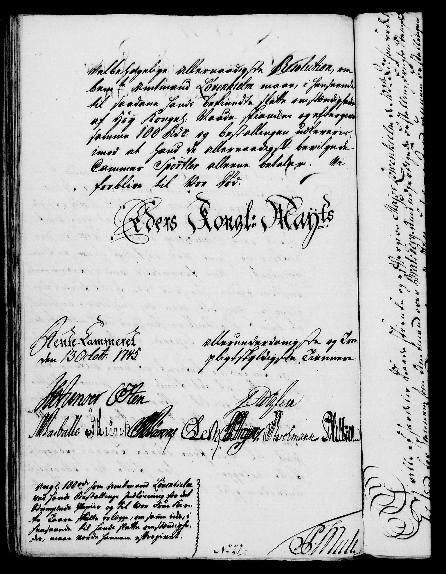Rentekammeret, Kammerkanselliet, RA/EA-3111/G/Gf/Gfa/L0028: Norsk relasjons- og resolusjonsprotokoll (merket RK 52.28), 1745-1746, p. 429