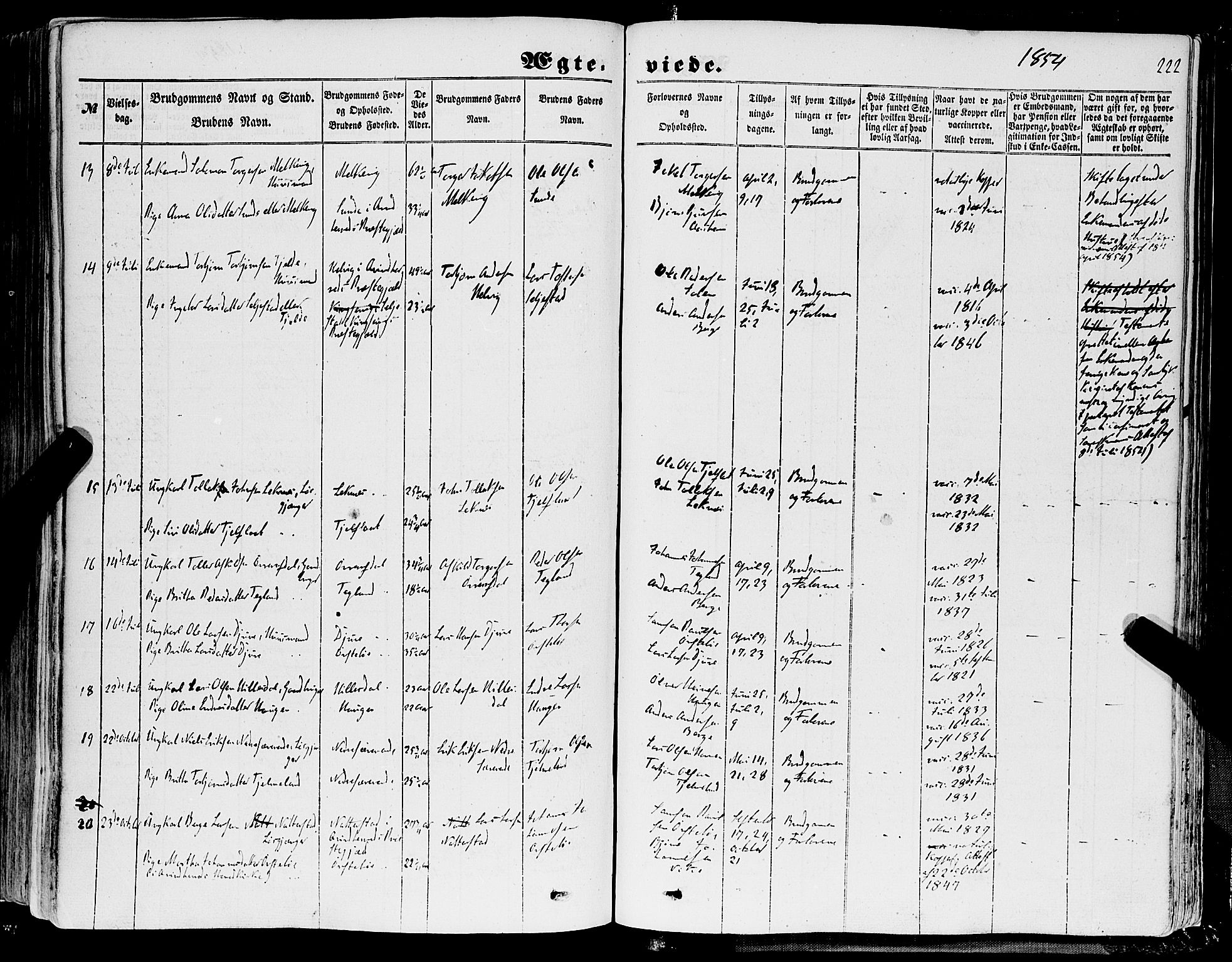 Skånevik sokneprestembete, AV/SAB-A-77801/H/Haa: Parish register (official) no. A 5I, 1848-1869, p. 222