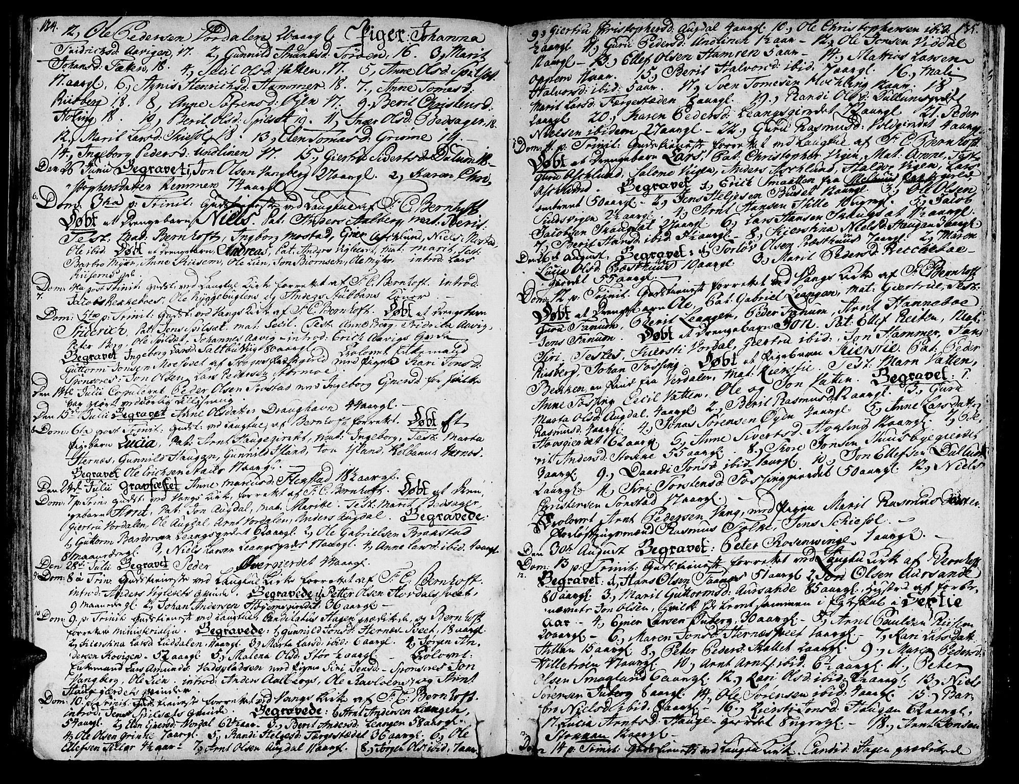 Ministerialprotokoller, klokkerbøker og fødselsregistre - Nord-Trøndelag, AV/SAT-A-1458/713/L0109: Parish register (official) no. 713A01, 1750-1778, p. 134-135