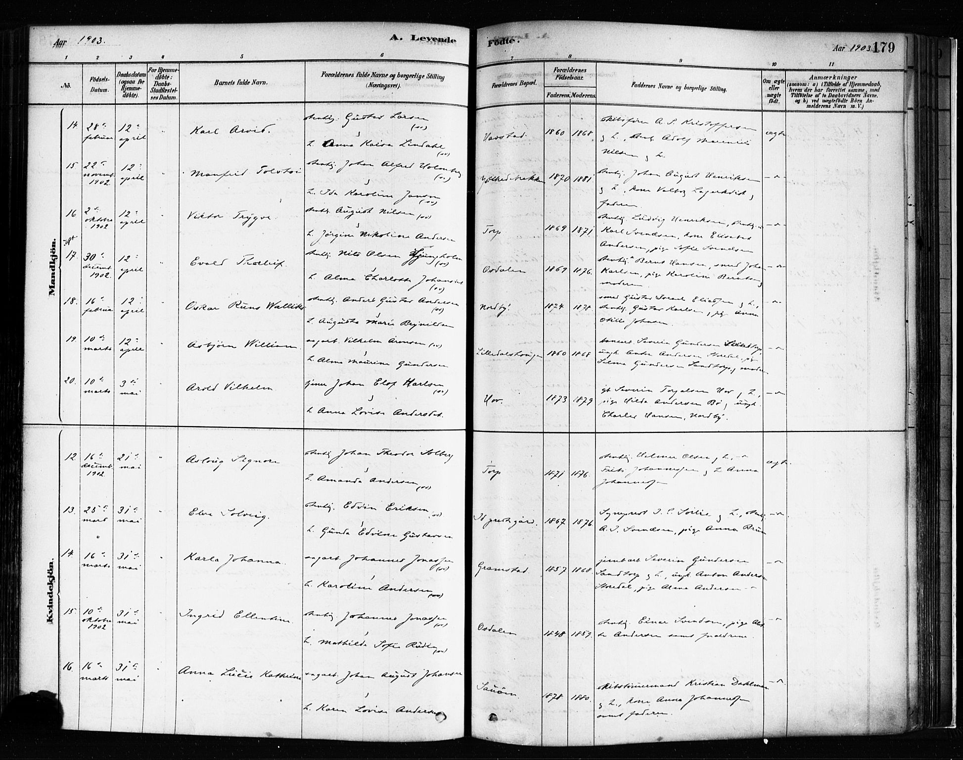 Idd prestekontor Kirkebøker, AV/SAO-A-10911/F/Fc/L0006a: Parish register (official) no. III 6A, 1878-1903, p. 179