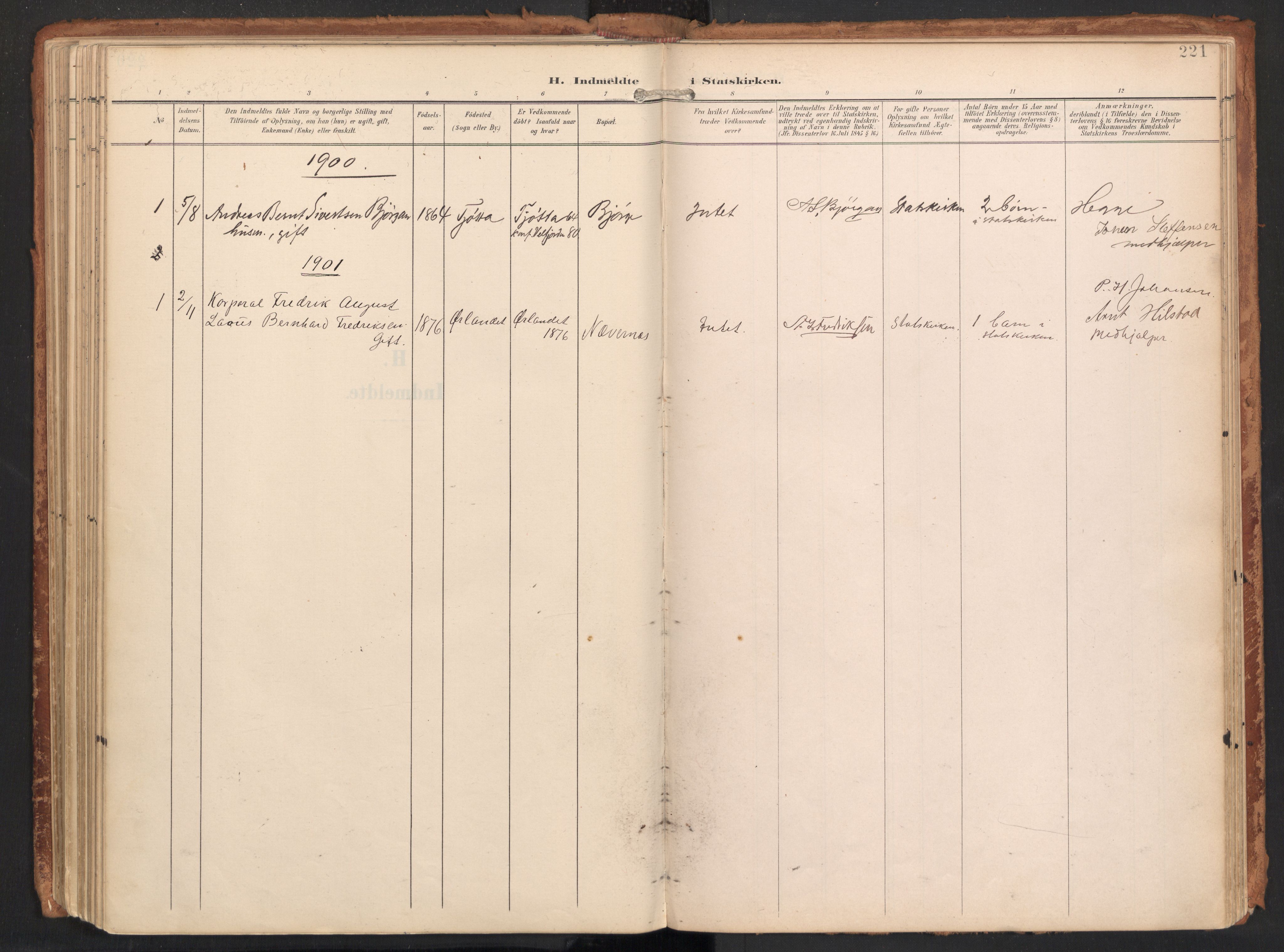 Ministerialprotokoller, klokkerbøker og fødselsregistre - Nordland, SAT/A-1459/814/L0227: Parish register (official) no. 814A08, 1899-1920, p. 221