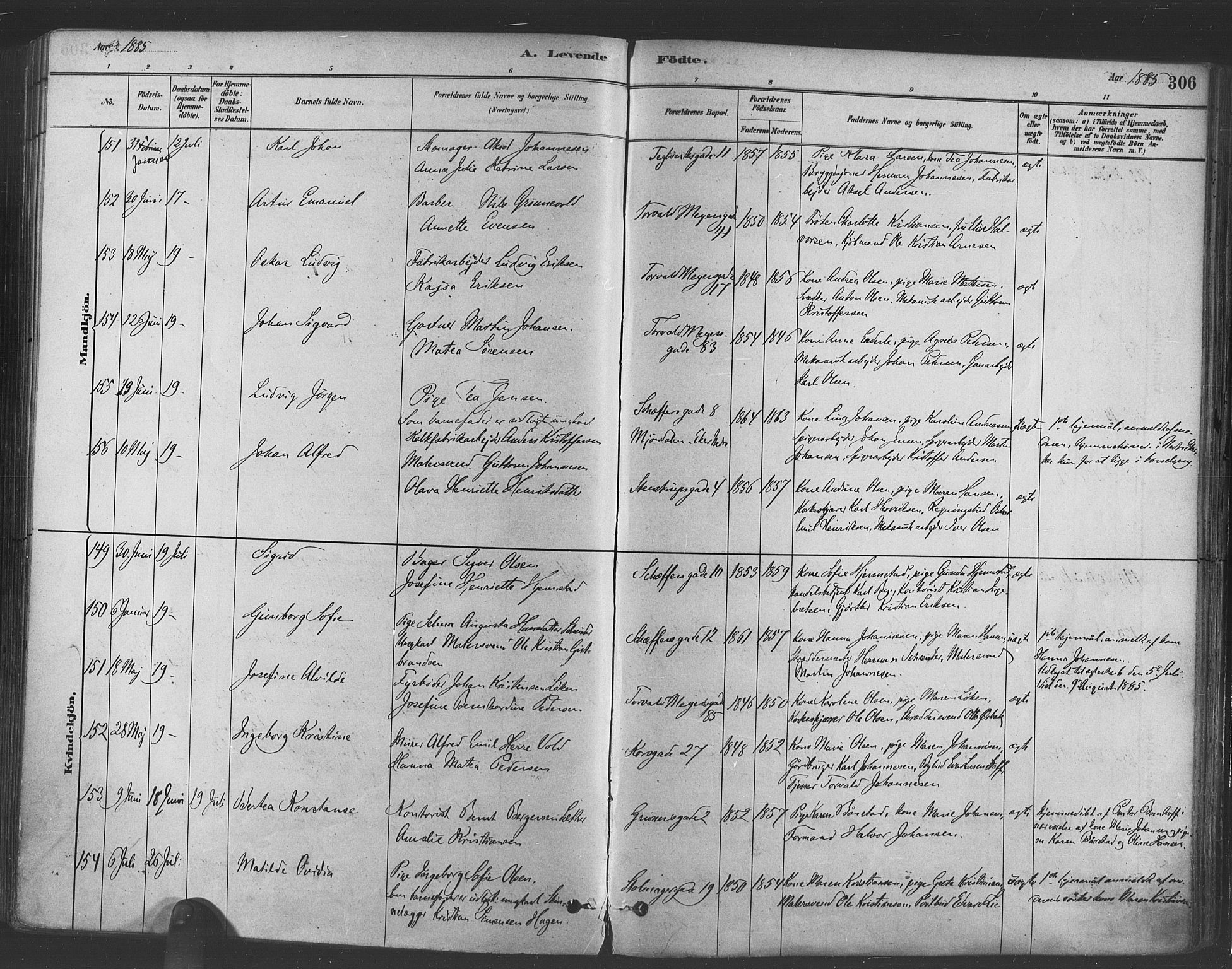 Paulus prestekontor Kirkebøker, AV/SAO-A-10871/F/Fa/L0003: Parish register (official) no. 3, 1879-1887, p. 306