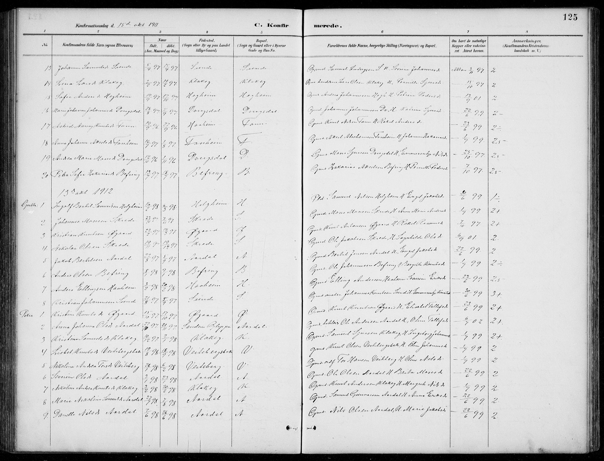 Jølster sokneprestembete, SAB/A-80701/H/Hab/Habb/L0002: Parish register (copy) no. B 2, 1887-1920, p. 125
