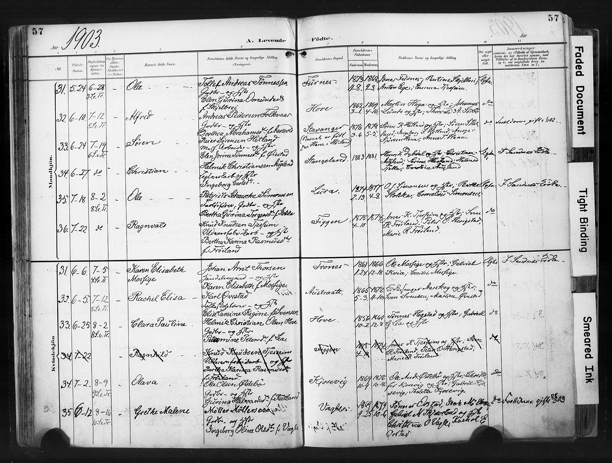 Høyland sokneprestkontor, SAST/A-101799/001/30BA/L0015: Parish register (official) no. A 14, 1899-1911, p. 57