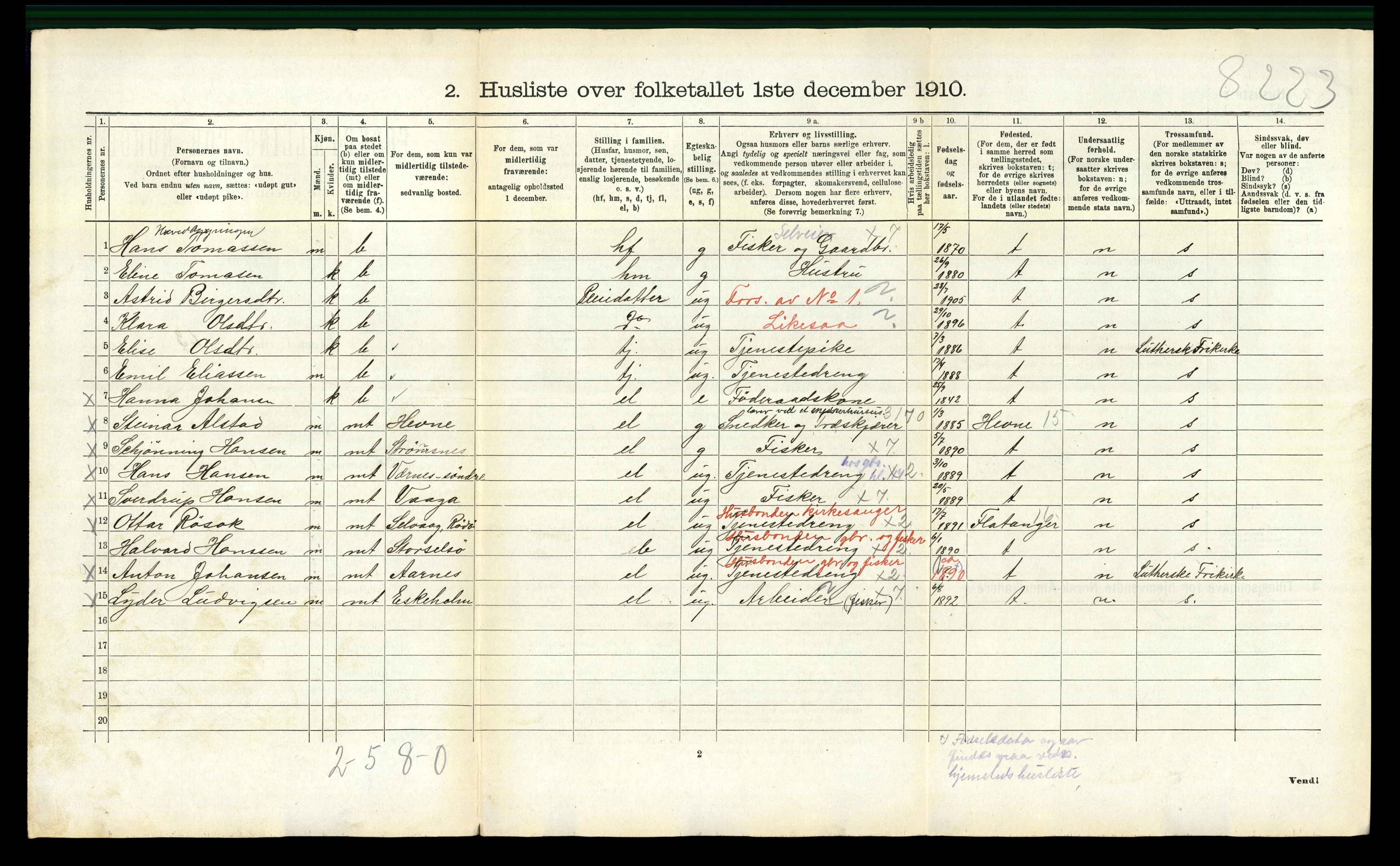 RA, 1910 census for Rødøy, 1910, p. 424