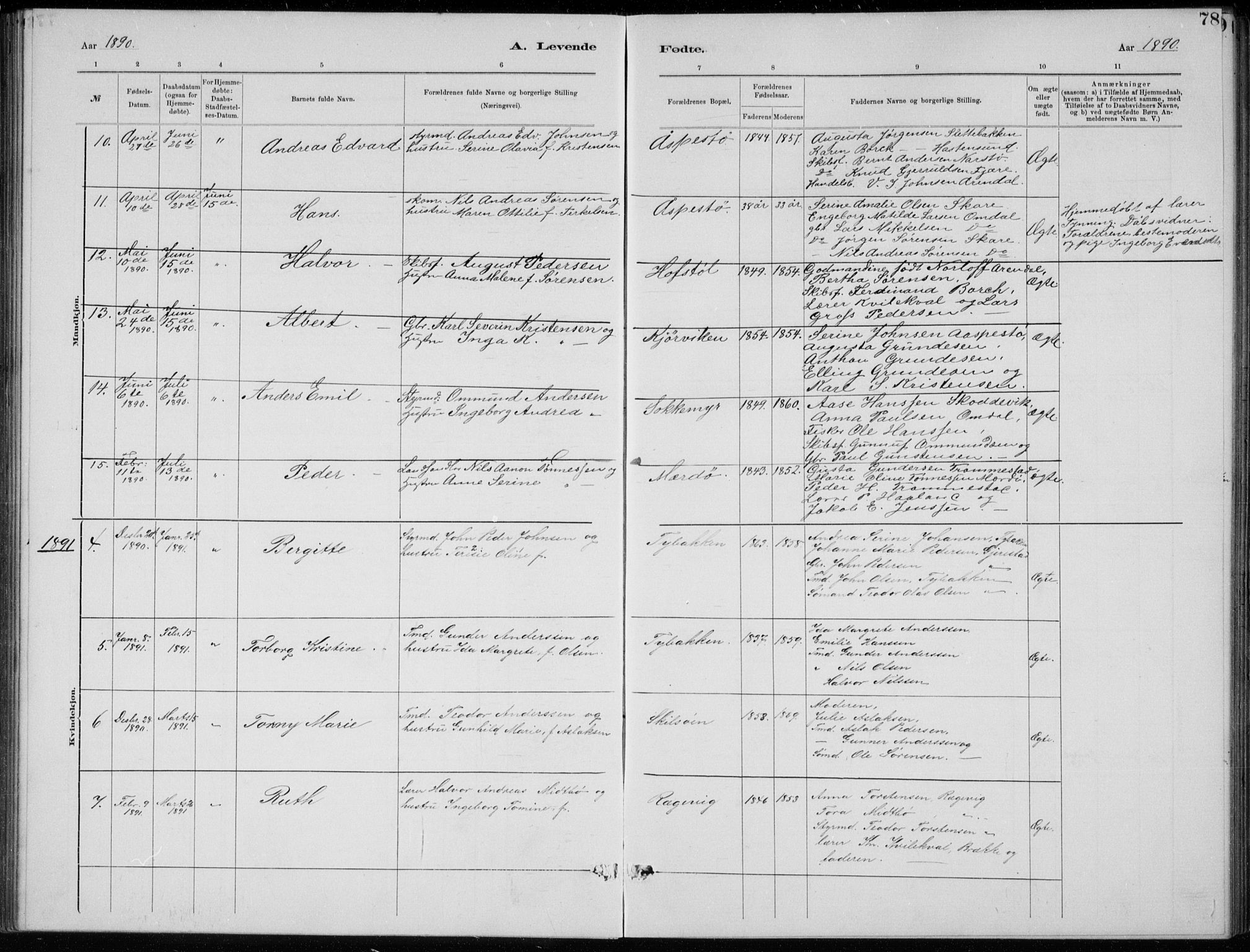 Tromøy sokneprestkontor, AV/SAK-1111-0041/F/Fb/L0005: Parish register (copy) no. B 5, 1877-1891, p. 78