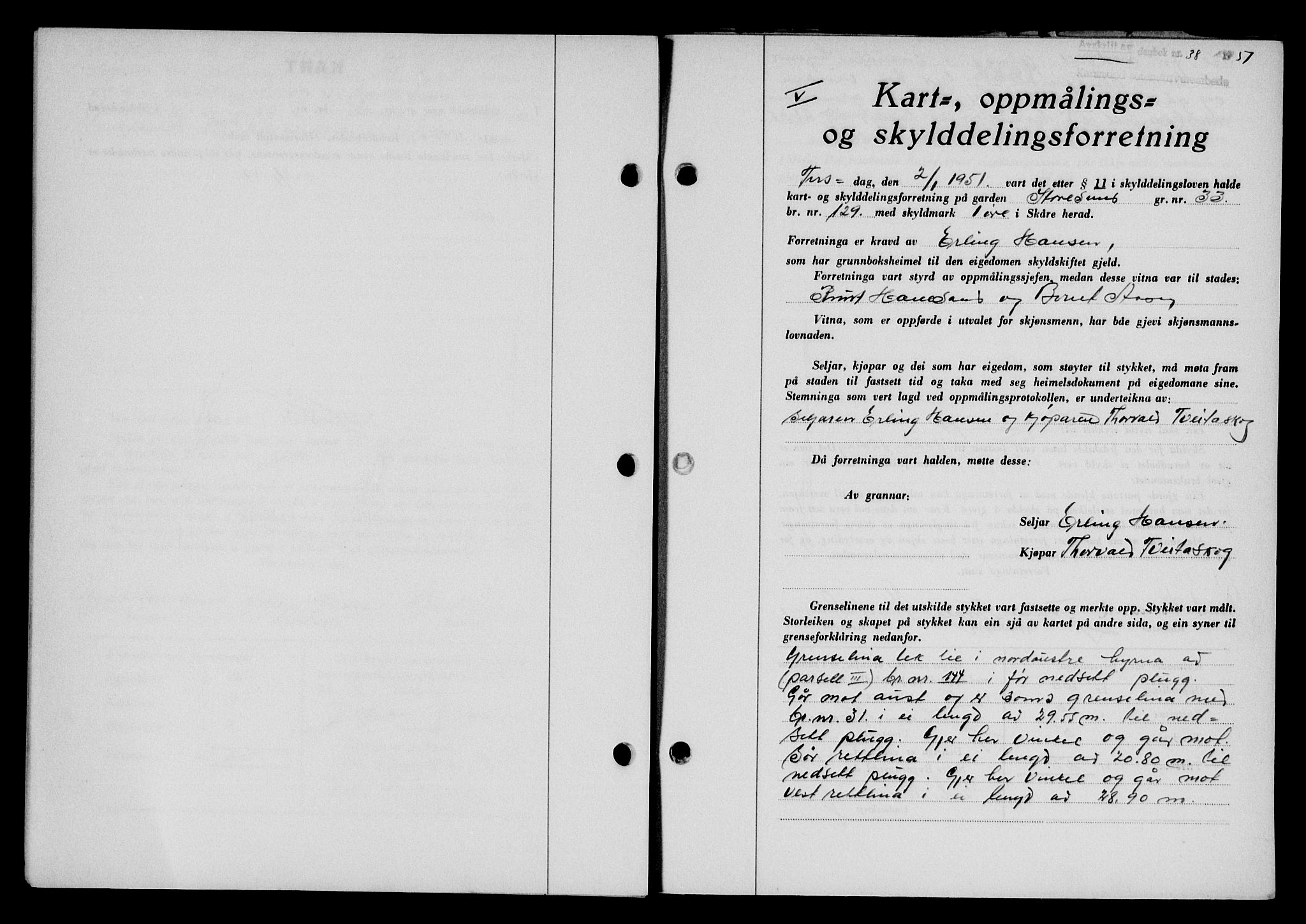 Karmsund sorenskriveri, SAST/A-100311/01/II/IIB/L0101: Mortgage book no. 81A, 1950-1951, Diary no: : 38/1951