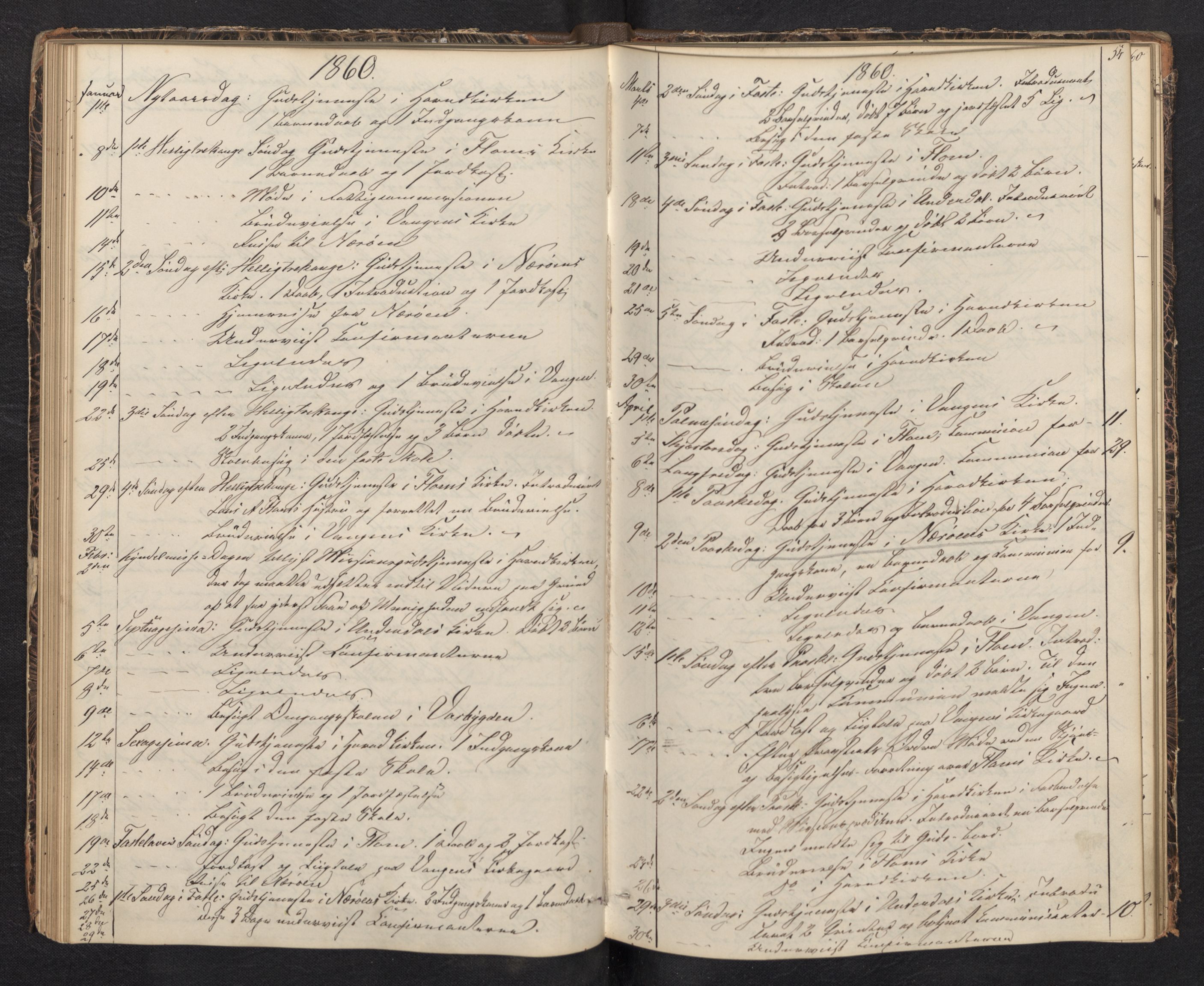 Aurland sokneprestembete, SAB/A-99937/H/Ha/Haf: Diary records no. F 0, 1844-1876, p. 53b-54a
