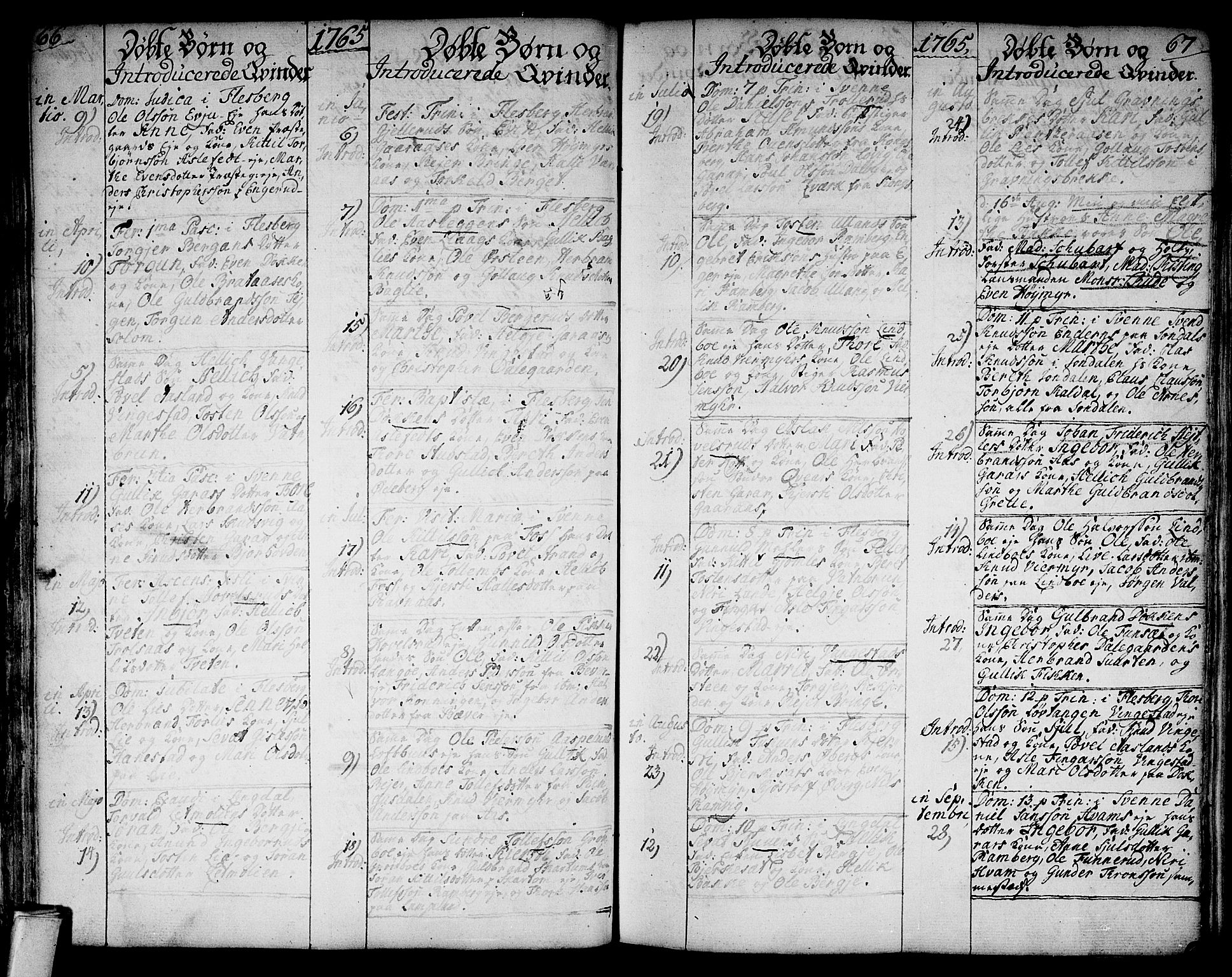 Flesberg kirkebøker, AV/SAKO-A-18/F/Fa/L0003: Parish register (official) no. I 3, 1748-1790, p. 66-67