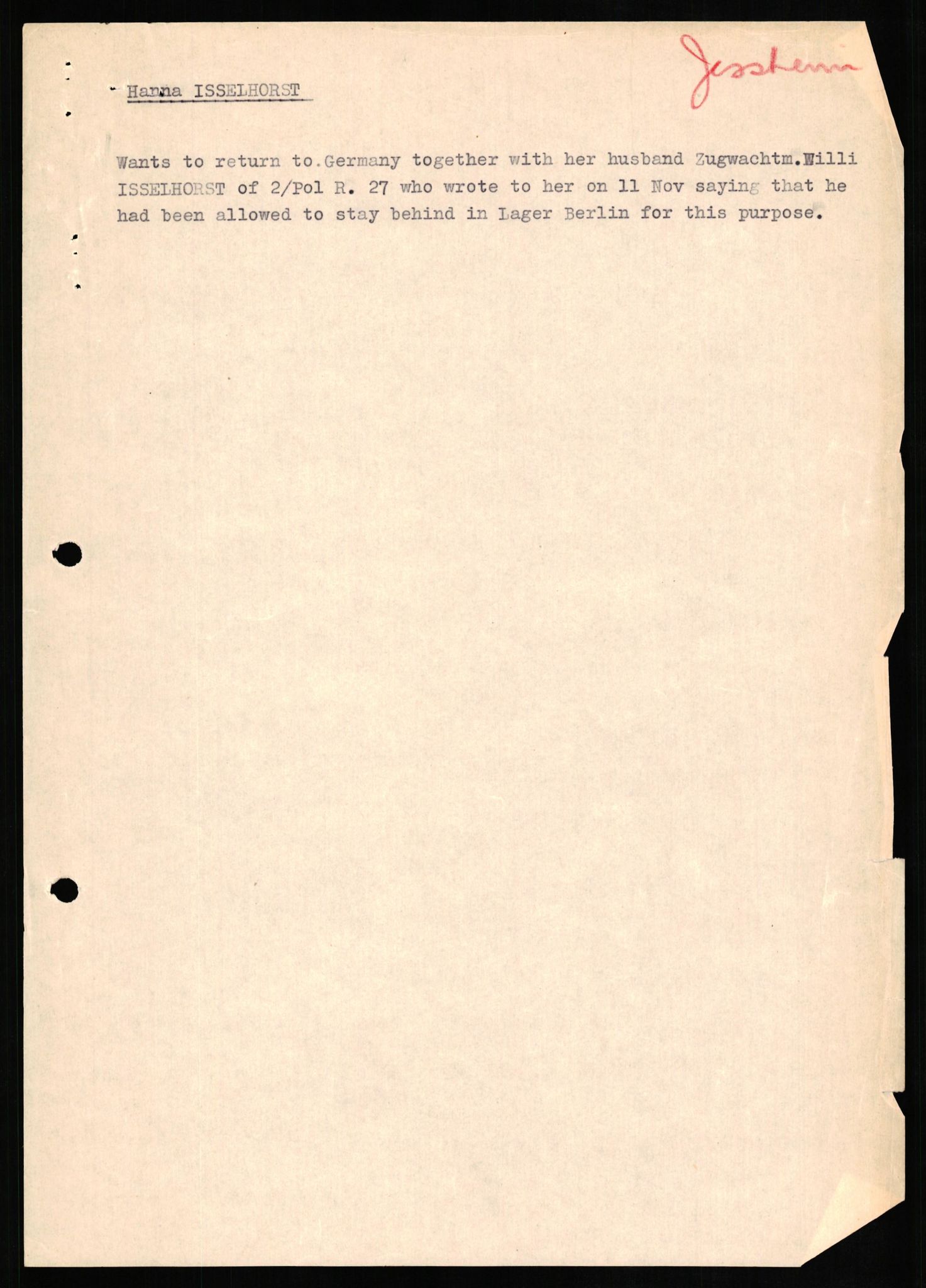 Forsvaret, Forsvarets overkommando II, RA/RAFA-3915/D/Db/L0014: CI Questionaires. Tyske okkupasjonsstyrker i Norge. Tyskere., 1945-1946, p. 424