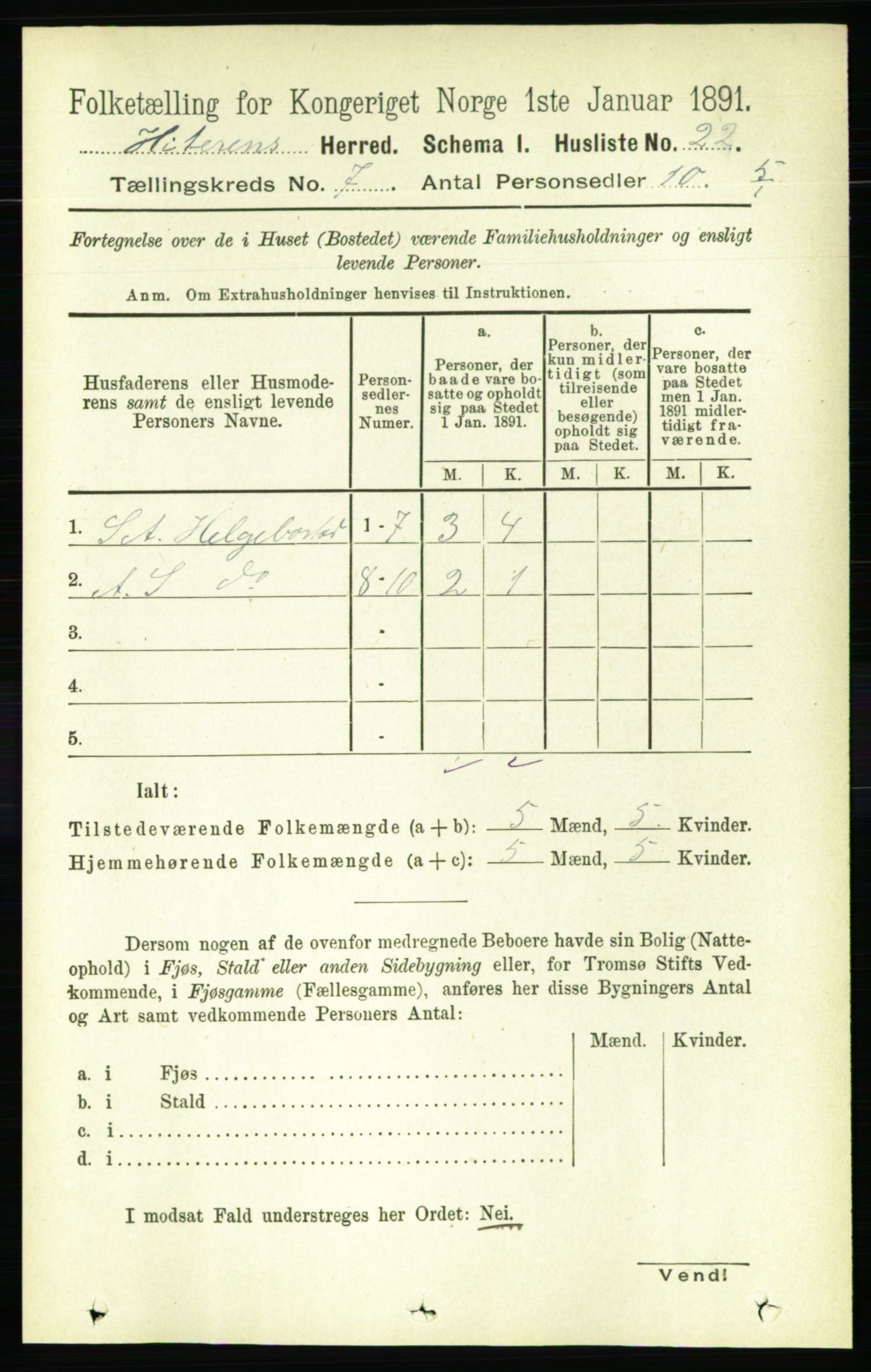 RA, 1891 census for 1617 Hitra, 1891, p. 1235