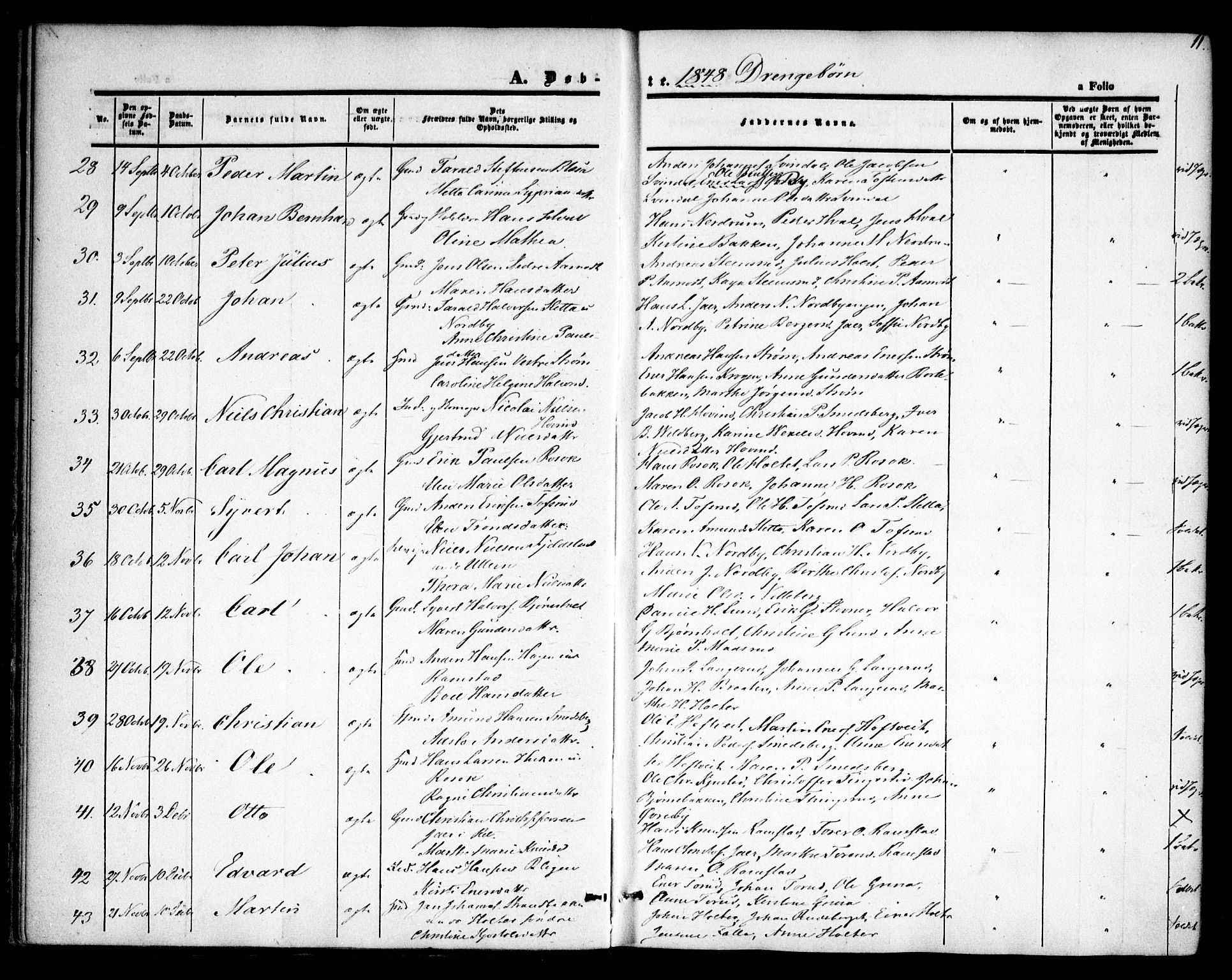 Fet prestekontor Kirkebøker, SAO/A-10370a/F/Fa/L0010: Parish register (official) no. I 10, 1847-1859, p. 11