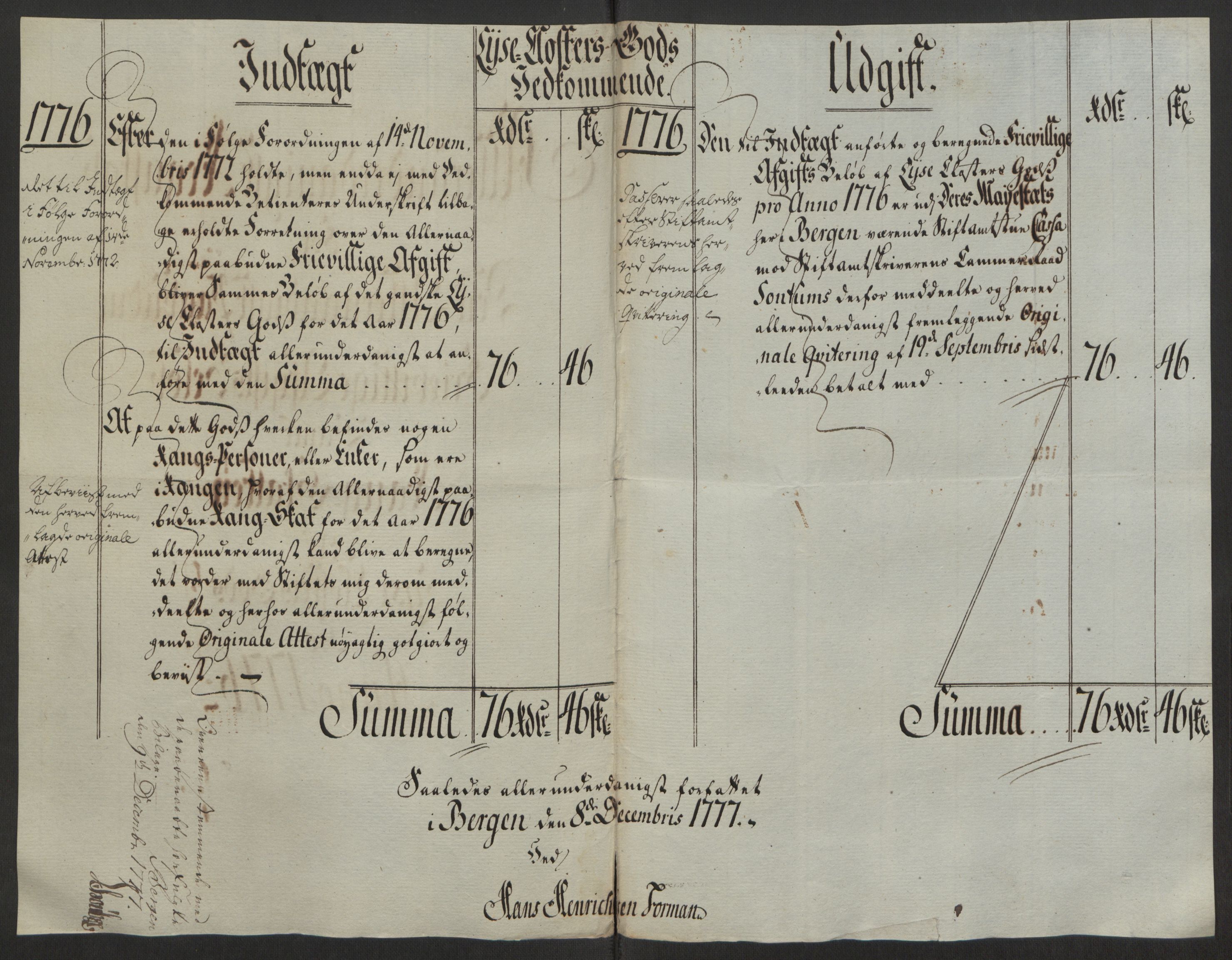 Rentekammeret inntil 1814, Reviderte regnskaper, Fogderegnskap, RA/EA-4092/R50/L3180: Ekstraskatten Lyse kloster, 1762-1783, p. 381