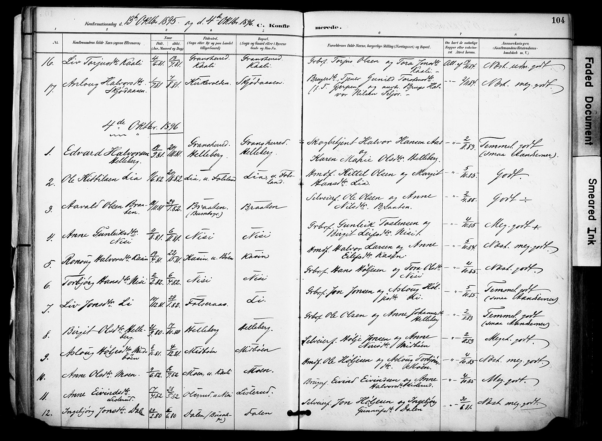 Gransherad kirkebøker, SAKO/A-267/F/Fa/L0005: Parish register (official) no. I 5, 1887-1916, p. 104
