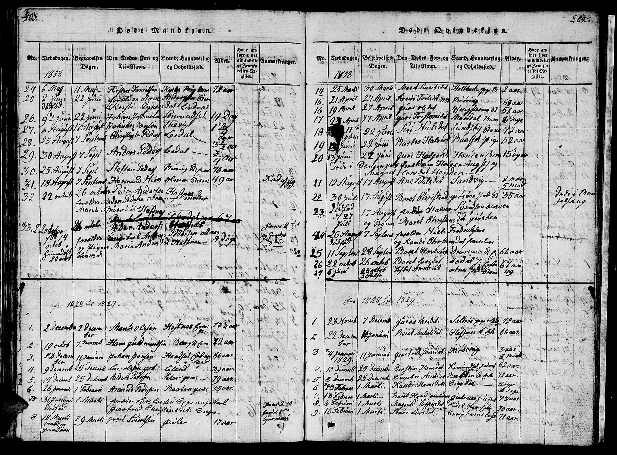 Ministerialprotokoller, klokkerbøker og fødselsregistre - Møre og Romsdal, AV/SAT-A-1454/578/L0908: Parish register (copy) no. 578C01, 1819-1837, p. 203-204