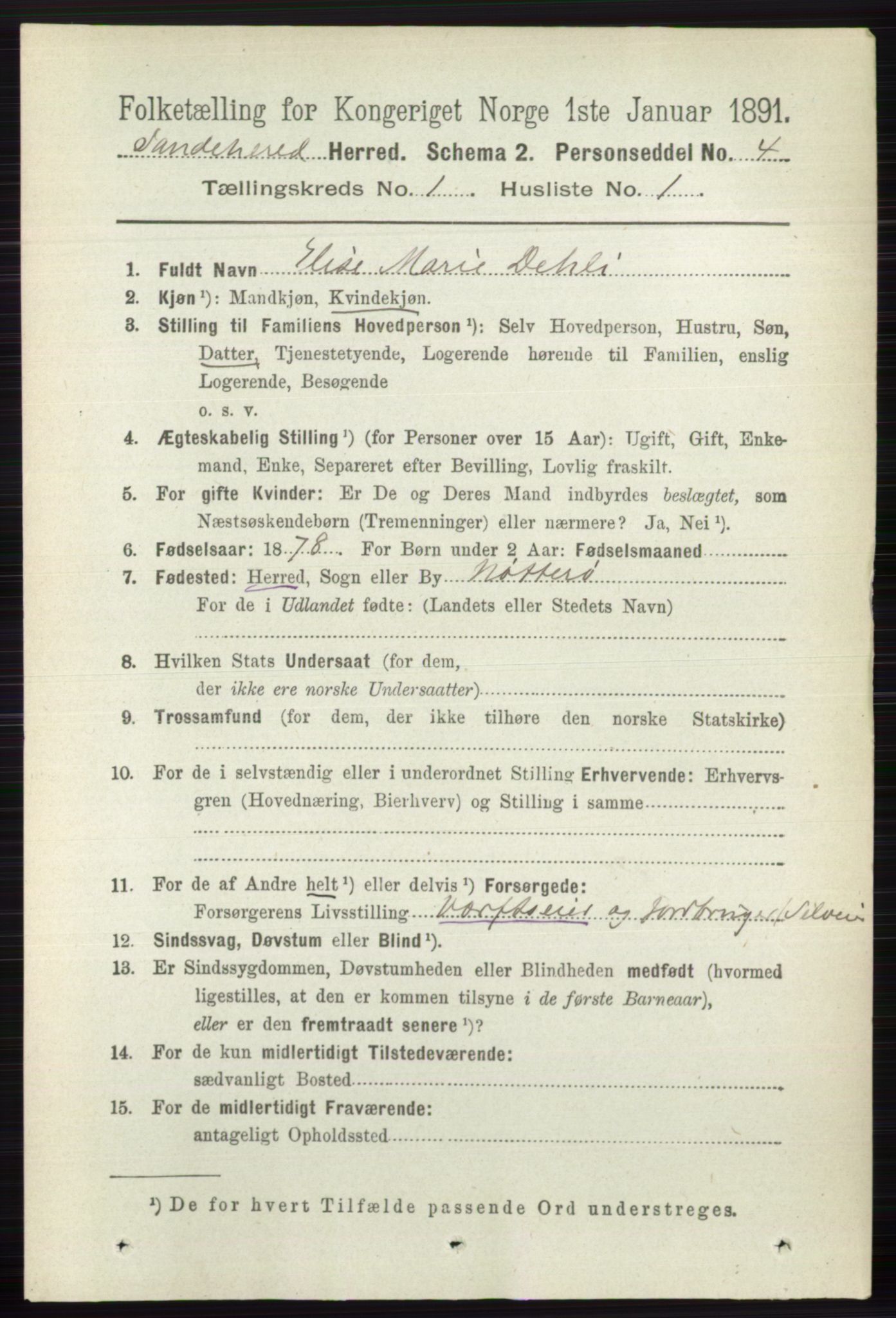 RA, 1891 census for 0724 Sandeherred, 1891, p. 170