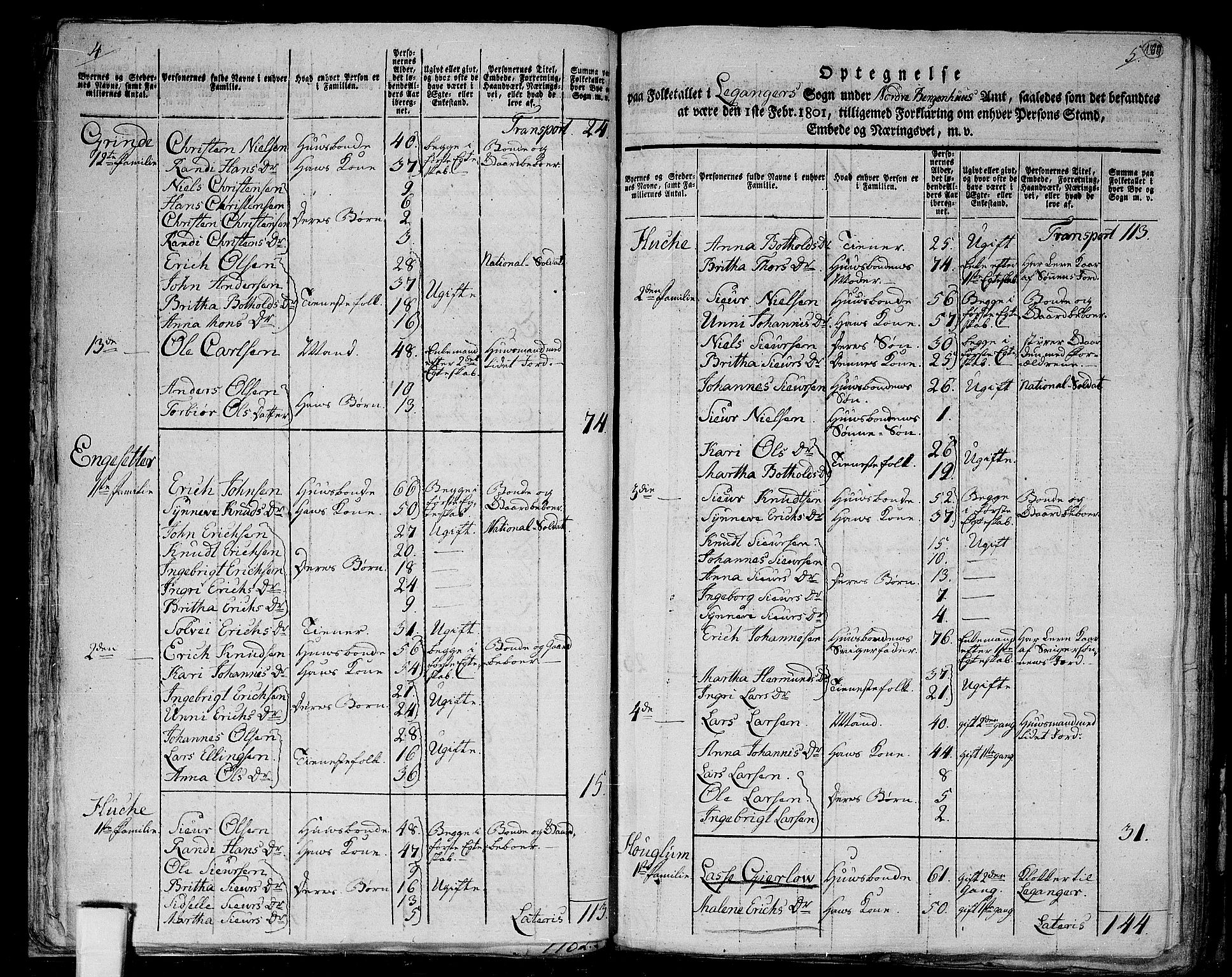 RA, 1801 census for 1419P Leikanger, 1801, p. 168b-169a