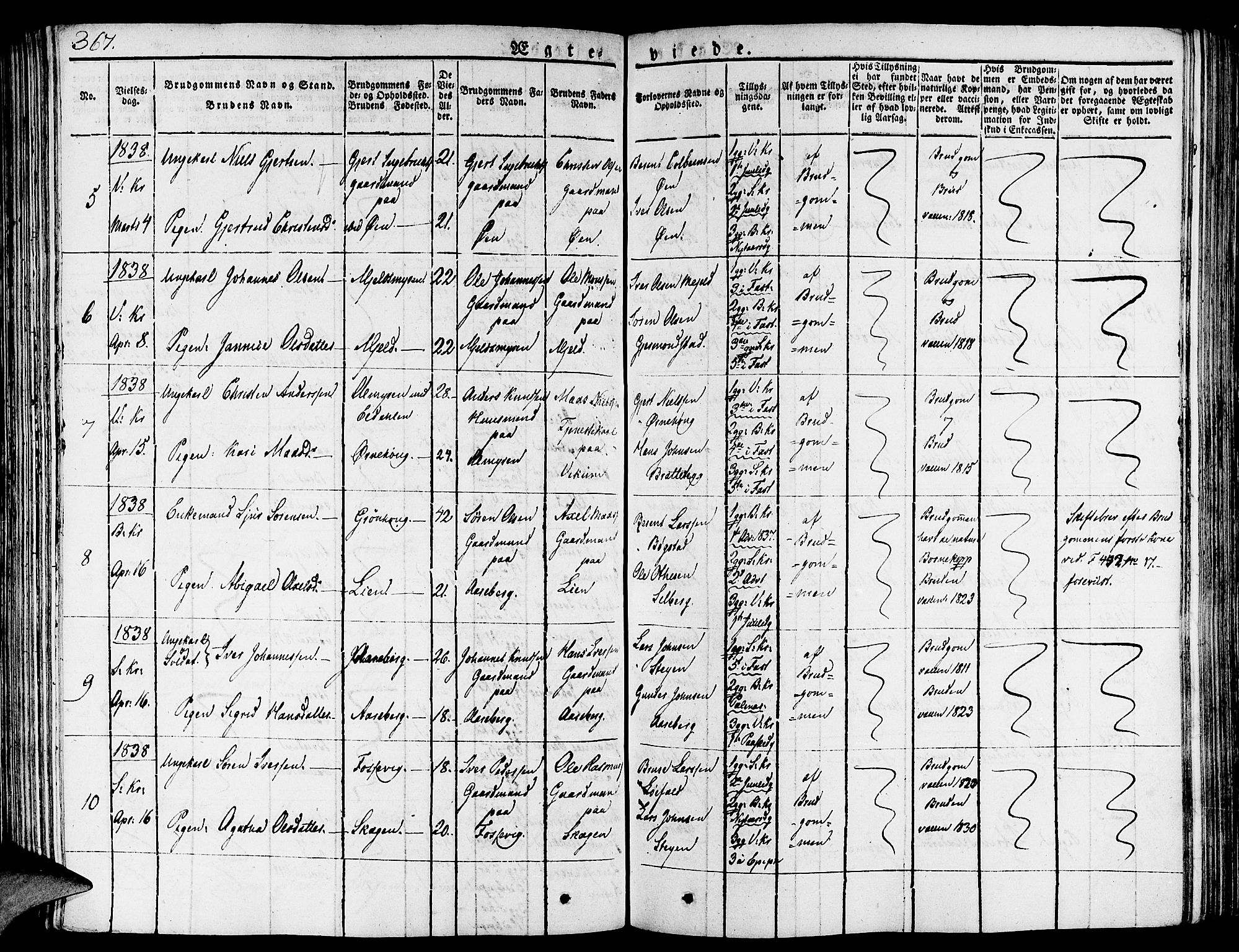 Gaular sokneprestembete, AV/SAB-A-80001/H/Haa: Parish register (official) no. A 3, 1821-1840, p. 367