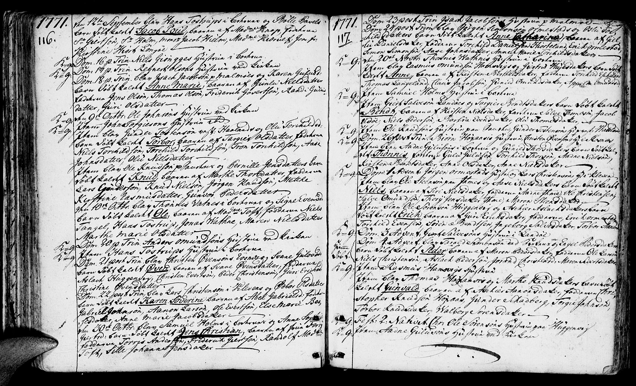 Mandal sokneprestkontor, SAK/1111-0030/F/Fa/Faa/L0003: Parish register (official) no. A 3, 1748-1794, p. 116-117