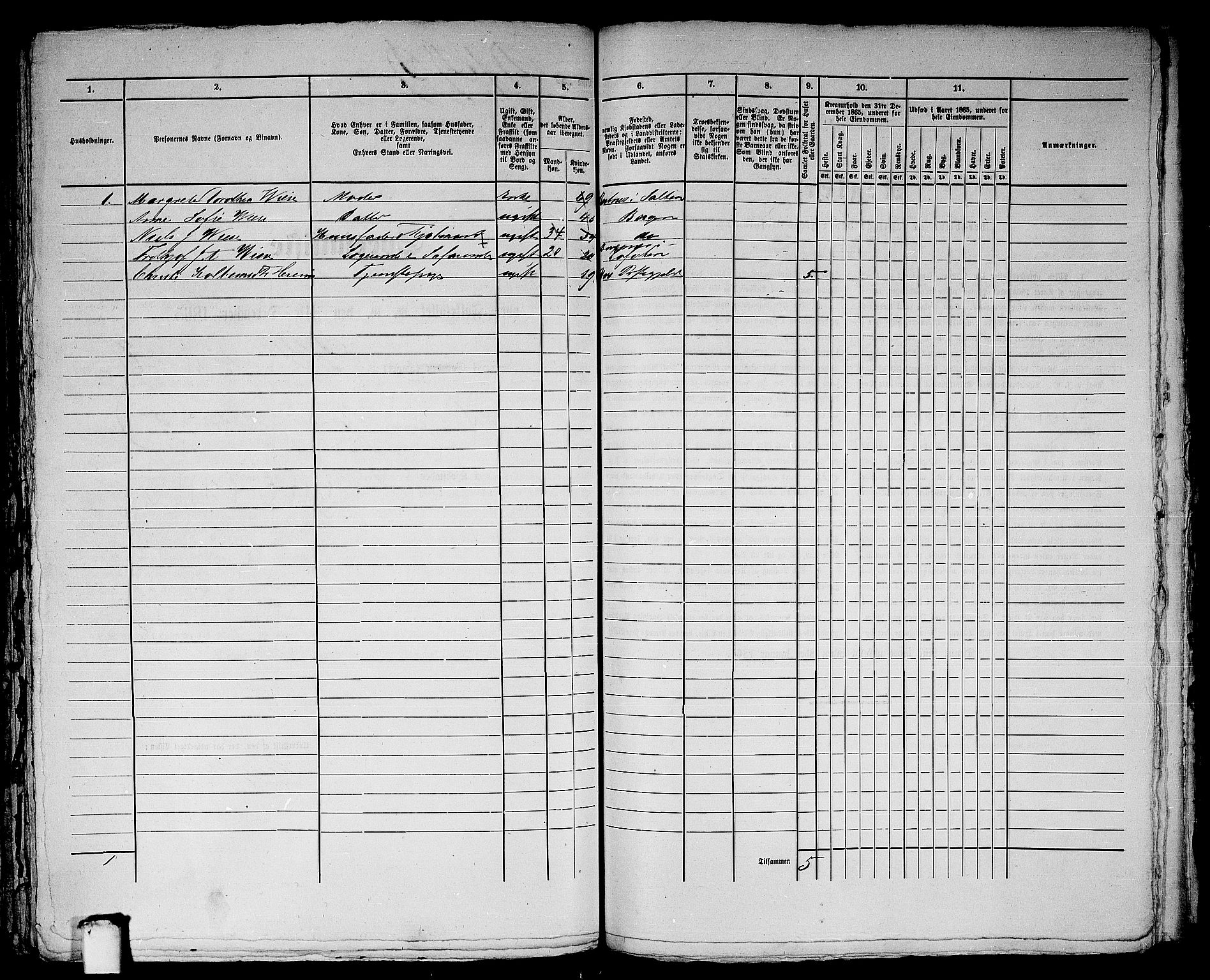 RA, 1865 census for Bergen, 1865, p. 4337