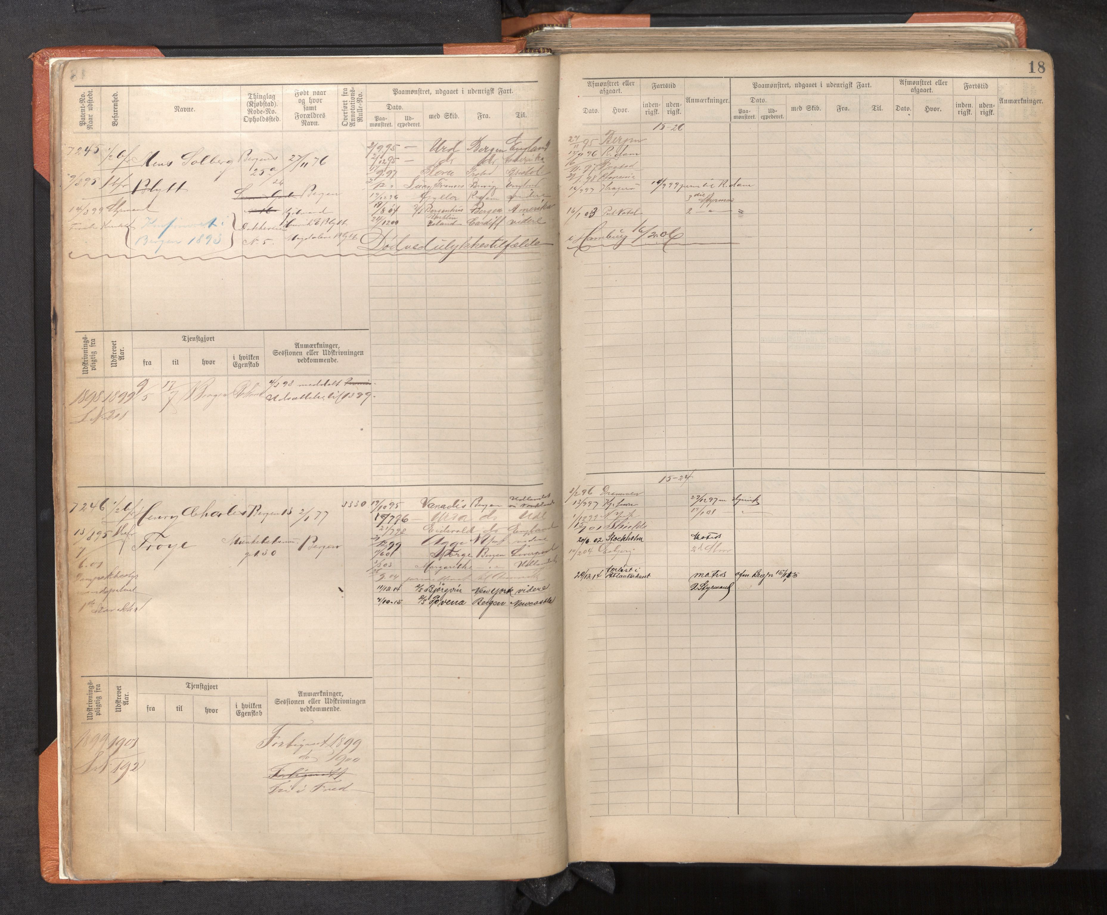 Innrulleringssjefen i Bergen, AV/SAB-A-100050/F/Fc/L0012: Sjøfartshovedrulle, nr. 7211 - 8168, 1895-1900, p. 18
