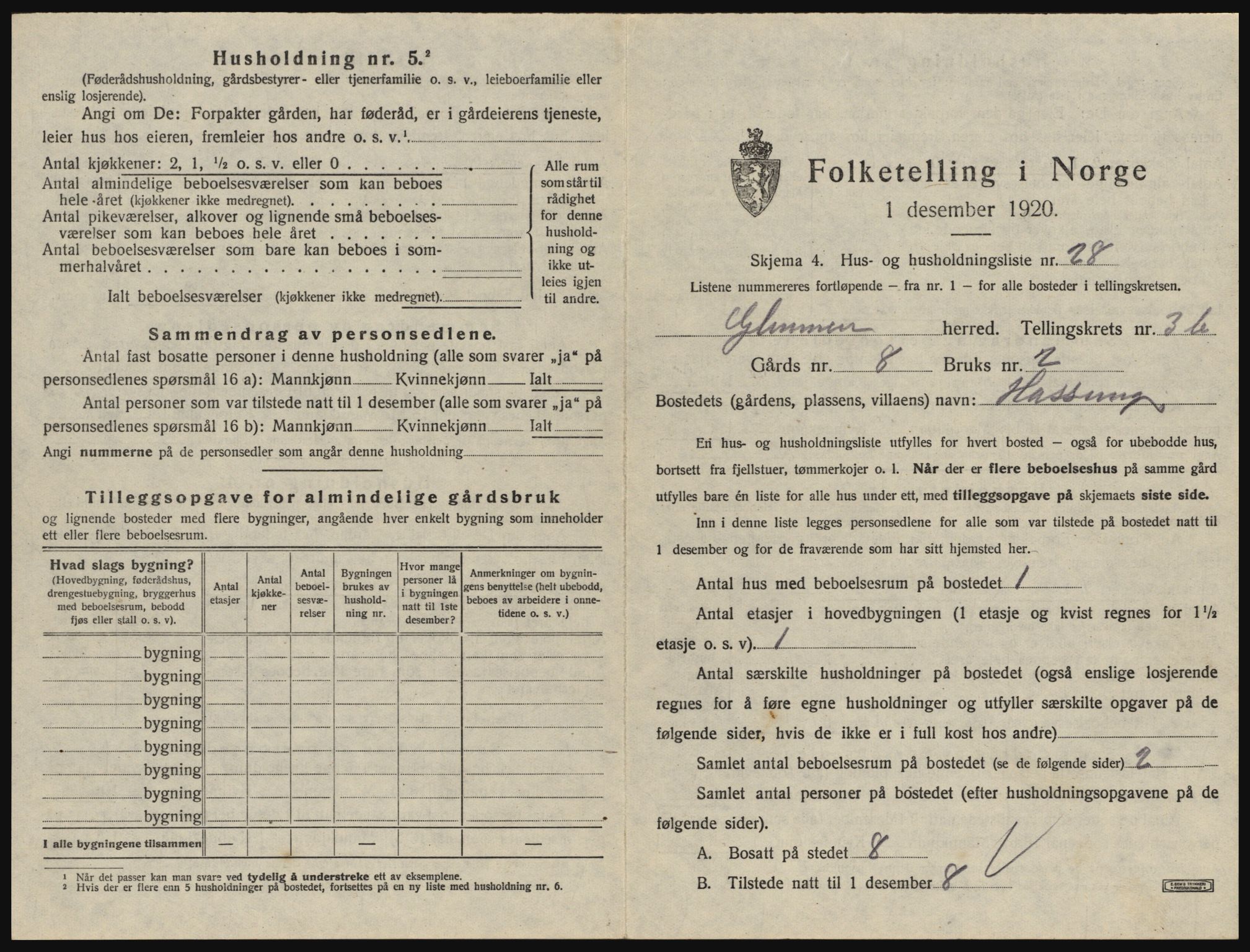 SAO, 1920 census for Glemmen, 1920, p. 1083