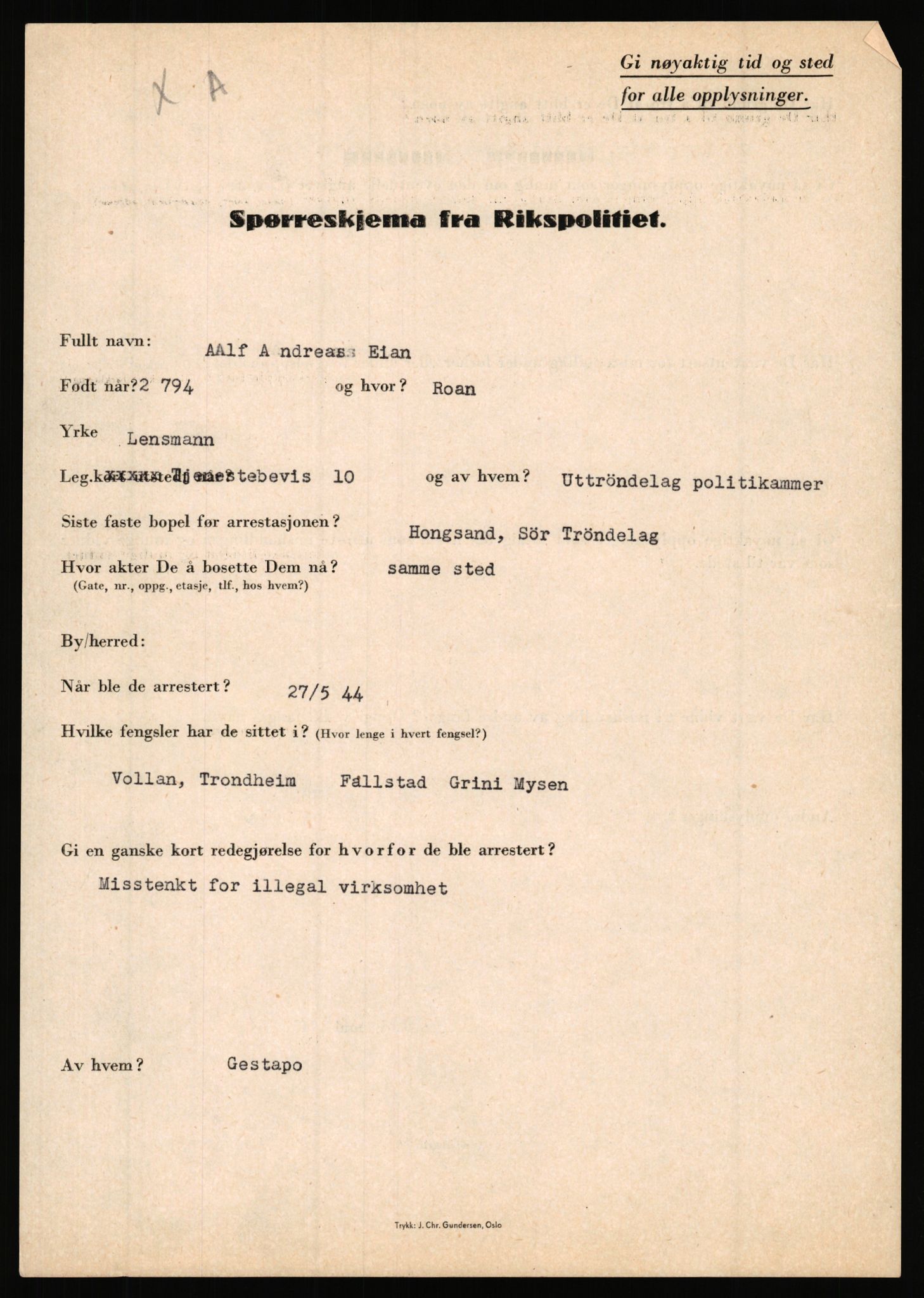 Rikspolitisjefen, AV/RA-S-1560/L/L0003: Bua, Bjarne - Erdal, Ingolf, 1940-1945, p. 704