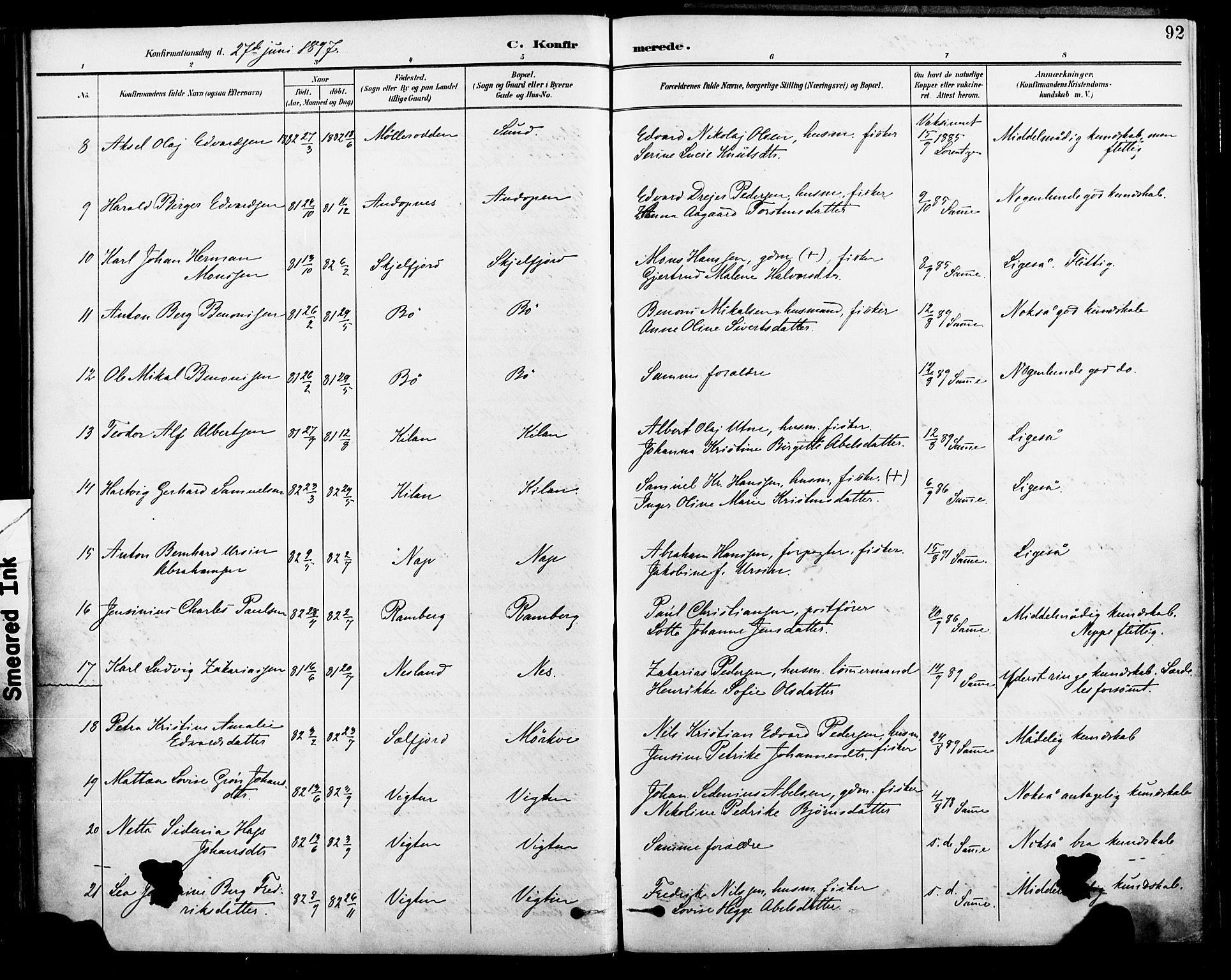 Ministerialprotokoller, klokkerbøker og fødselsregistre - Nordland, AV/SAT-A-1459/885/L1205: Parish register (official) no. 885A06, 1892-1905, p. 93