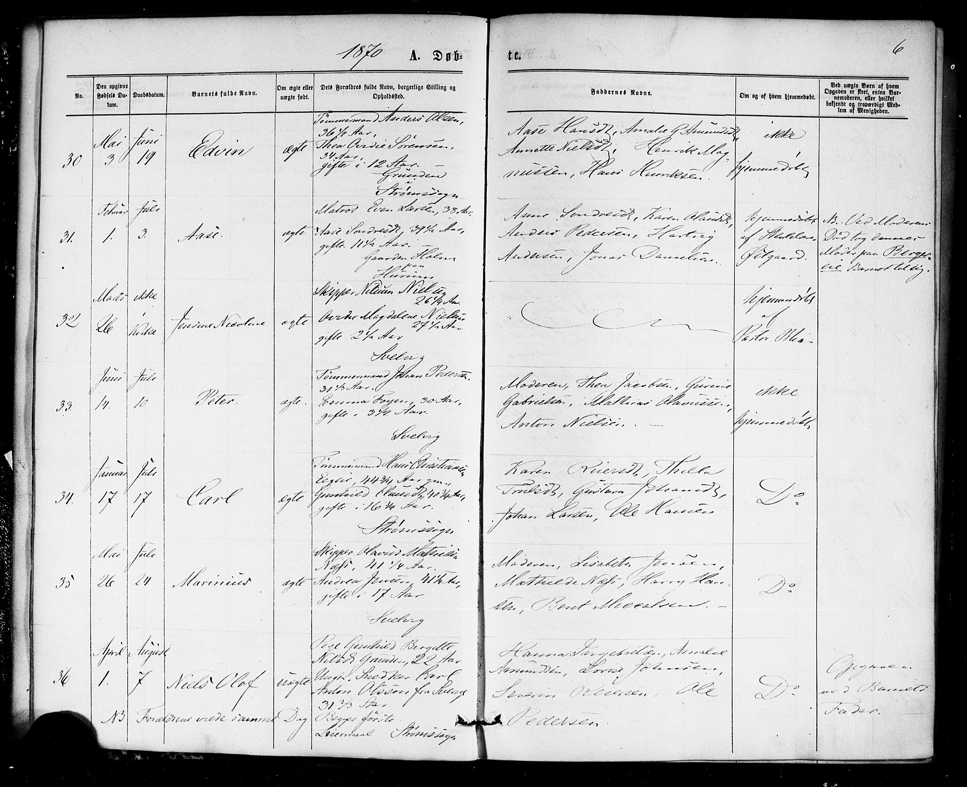 Strømm kirkebøker, SAKO/A-322/F/Fa/L0002: Parish register (official) no. I 2, 1870-1877, p. 6