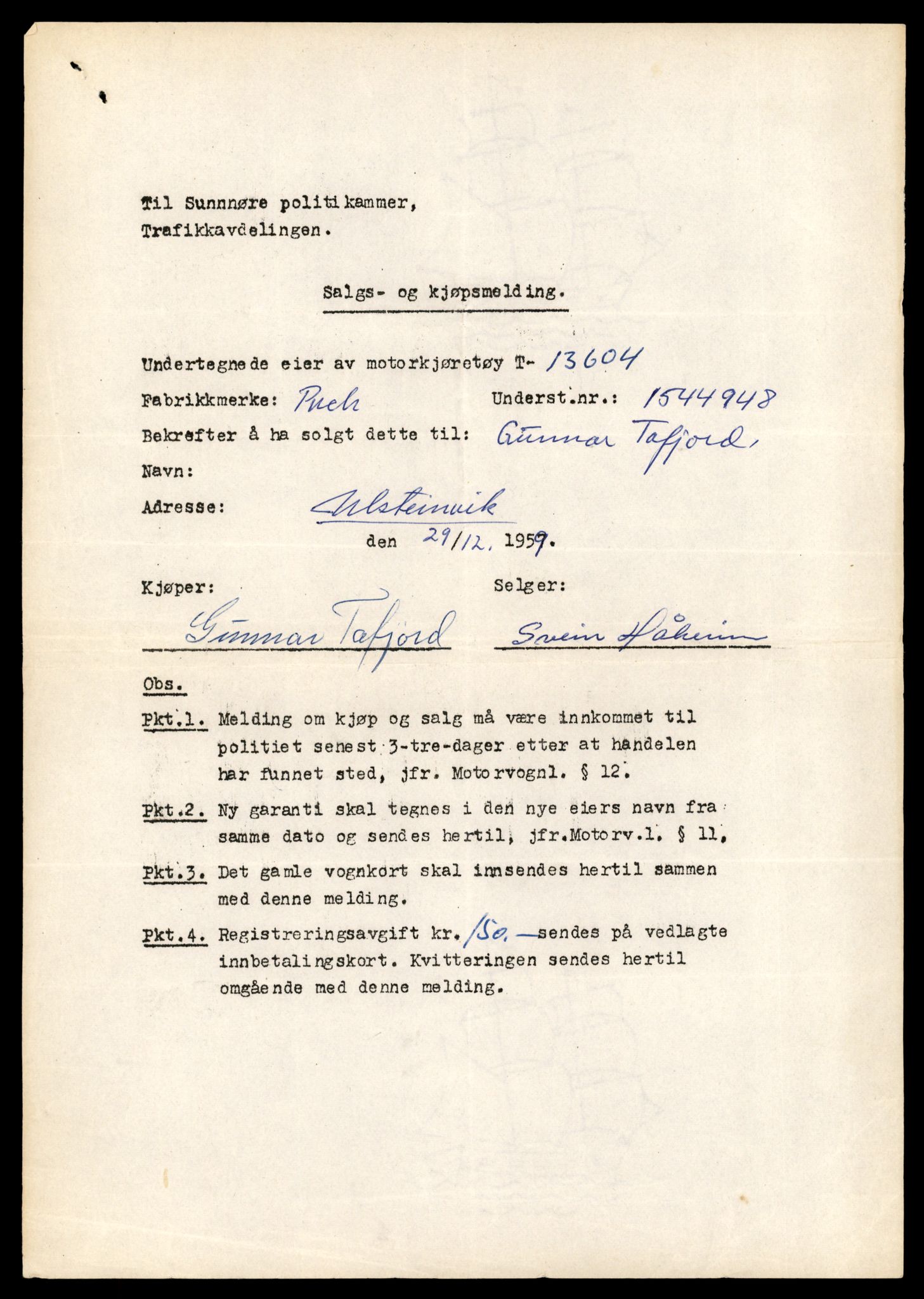 Møre og Romsdal vegkontor - Ålesund trafikkstasjon, AV/SAT-A-4099/F/Fe/L0040: Registreringskort for kjøretøy T 13531 - T 13709, 1927-1998, p. 1320