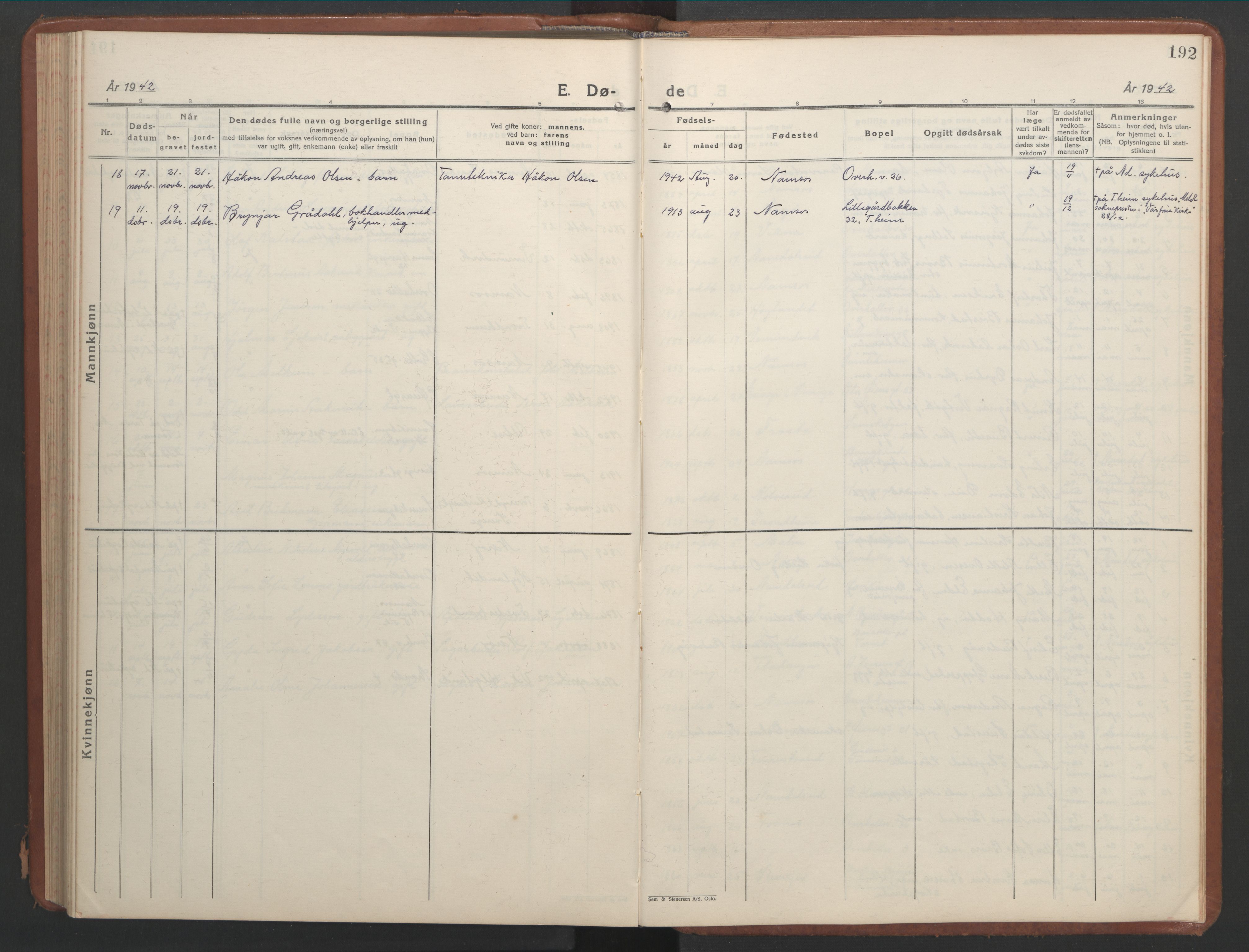 Ministerialprotokoller, klokkerbøker og fødselsregistre - Nord-Trøndelag, AV/SAT-A-1458/768/L0583: Parish register (copy) no. 768C01, 1928-1953, p. 192