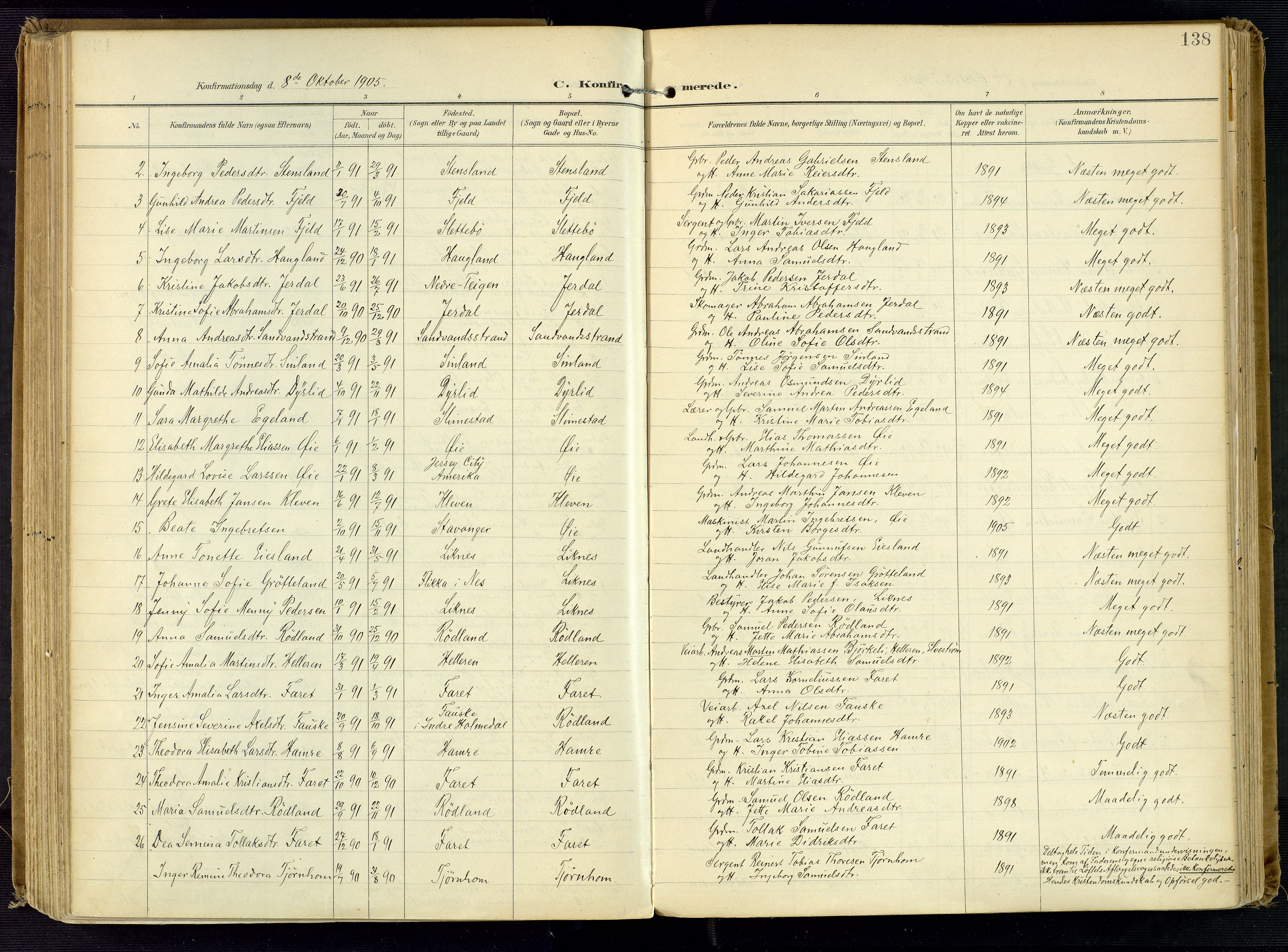 Kvinesdal sokneprestkontor, AV/SAK-1111-0026/F/Fa/Fab/L0009: Parish register (official) no. A 9, 1898-1915, p. 138