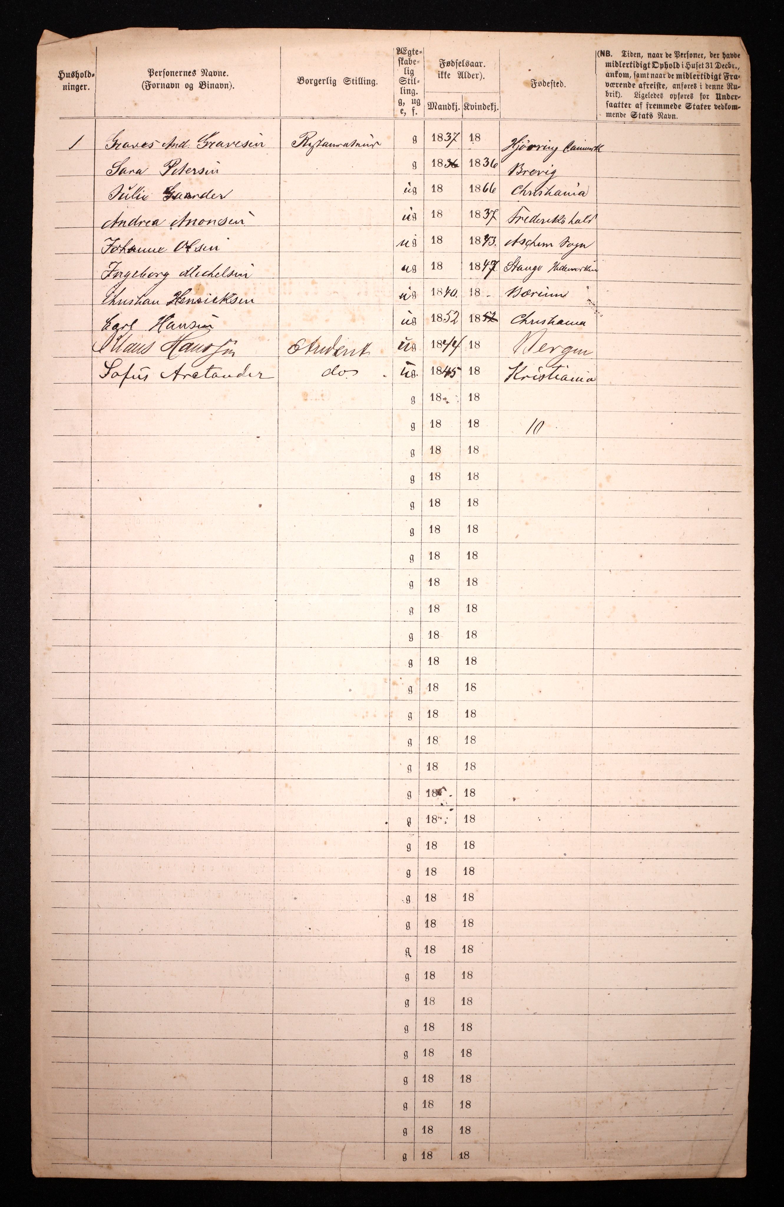 RA, 1870 census for 0301 Kristiania, 1870, p. 4553