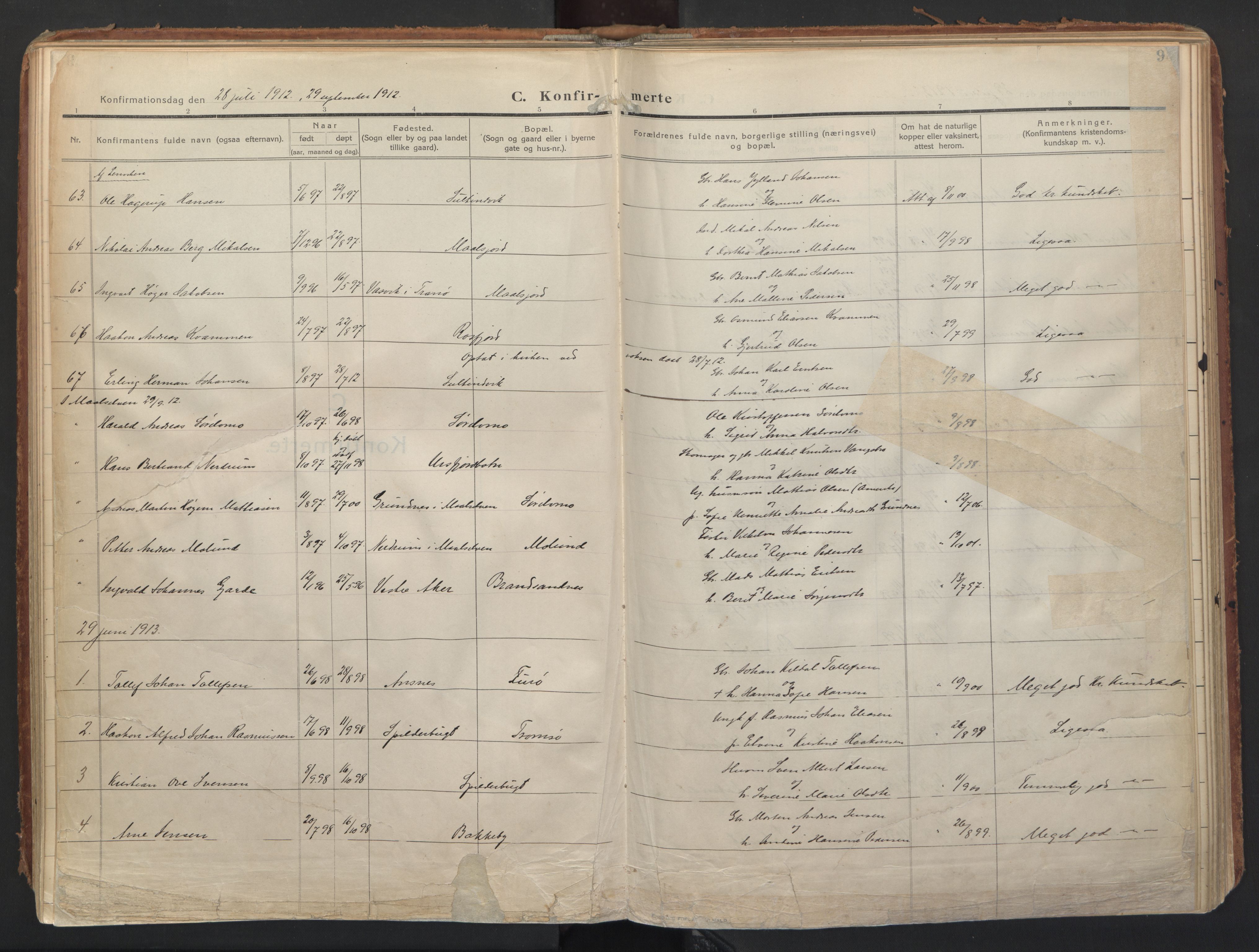 Balsfjord sokneprestembete, AV/SATØ-S-1303/G/Gaa/L0008kirke: Parish register (official) no. 8, 1910-1927, p. 98