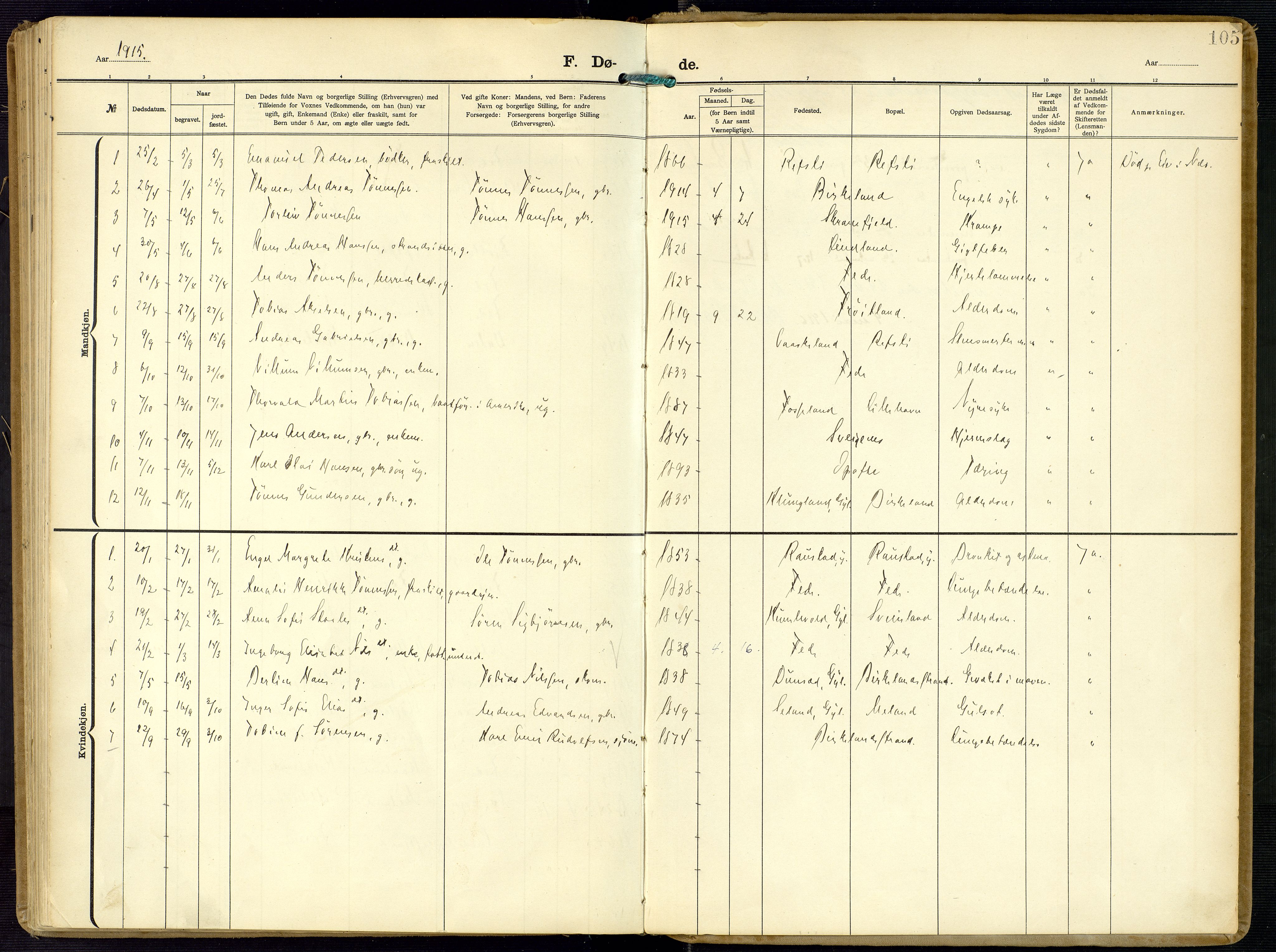 Kvinesdal sokneprestkontor, AV/SAK-1111-0026/F/Fa/Faa/L0005: Parish register (official) no. A 5, 1898-1915, p. 105