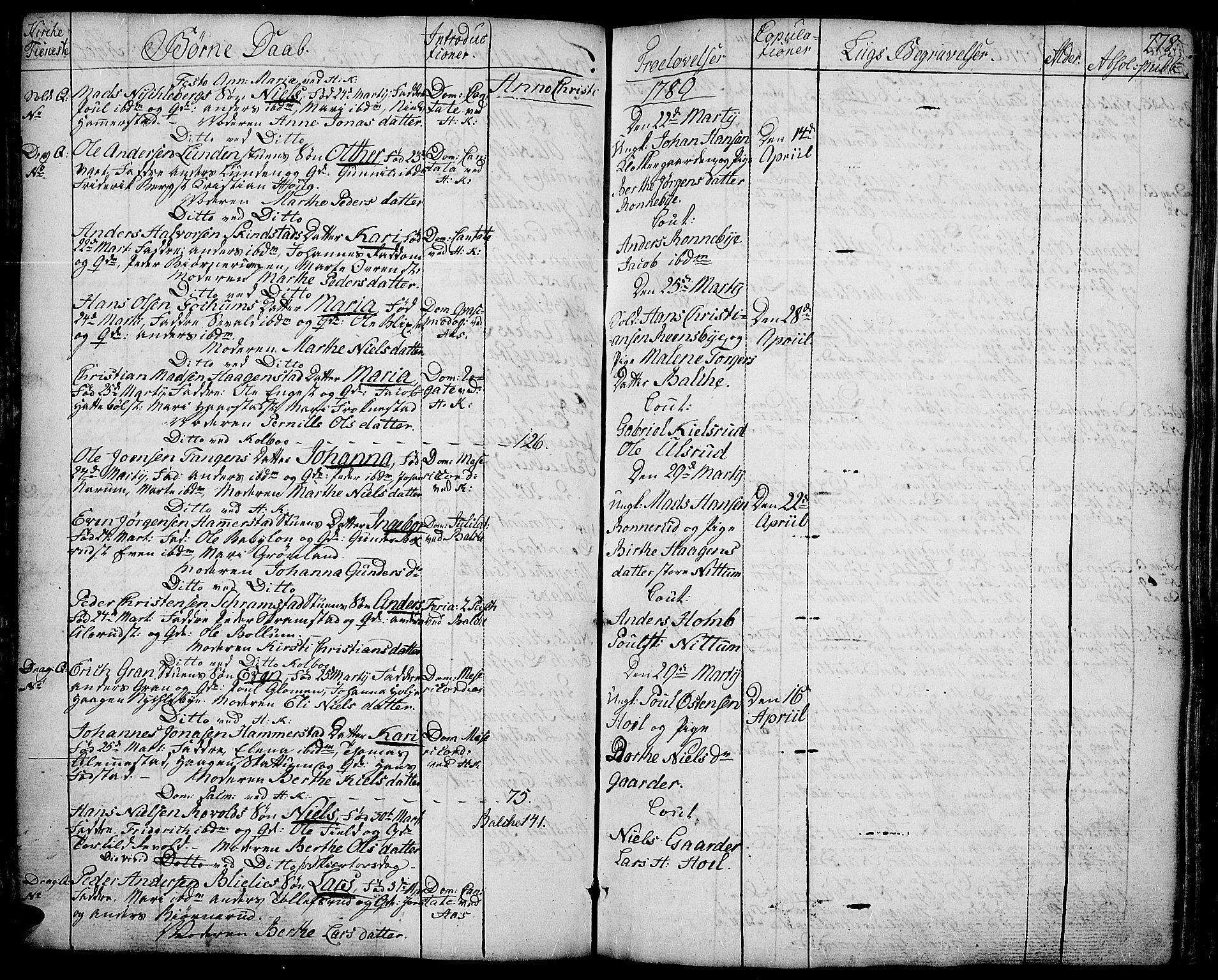 Toten prestekontor, SAH/PREST-102/H/Ha/Haa/L0006: Parish register (official) no. 6, 1773-1793, p. 278