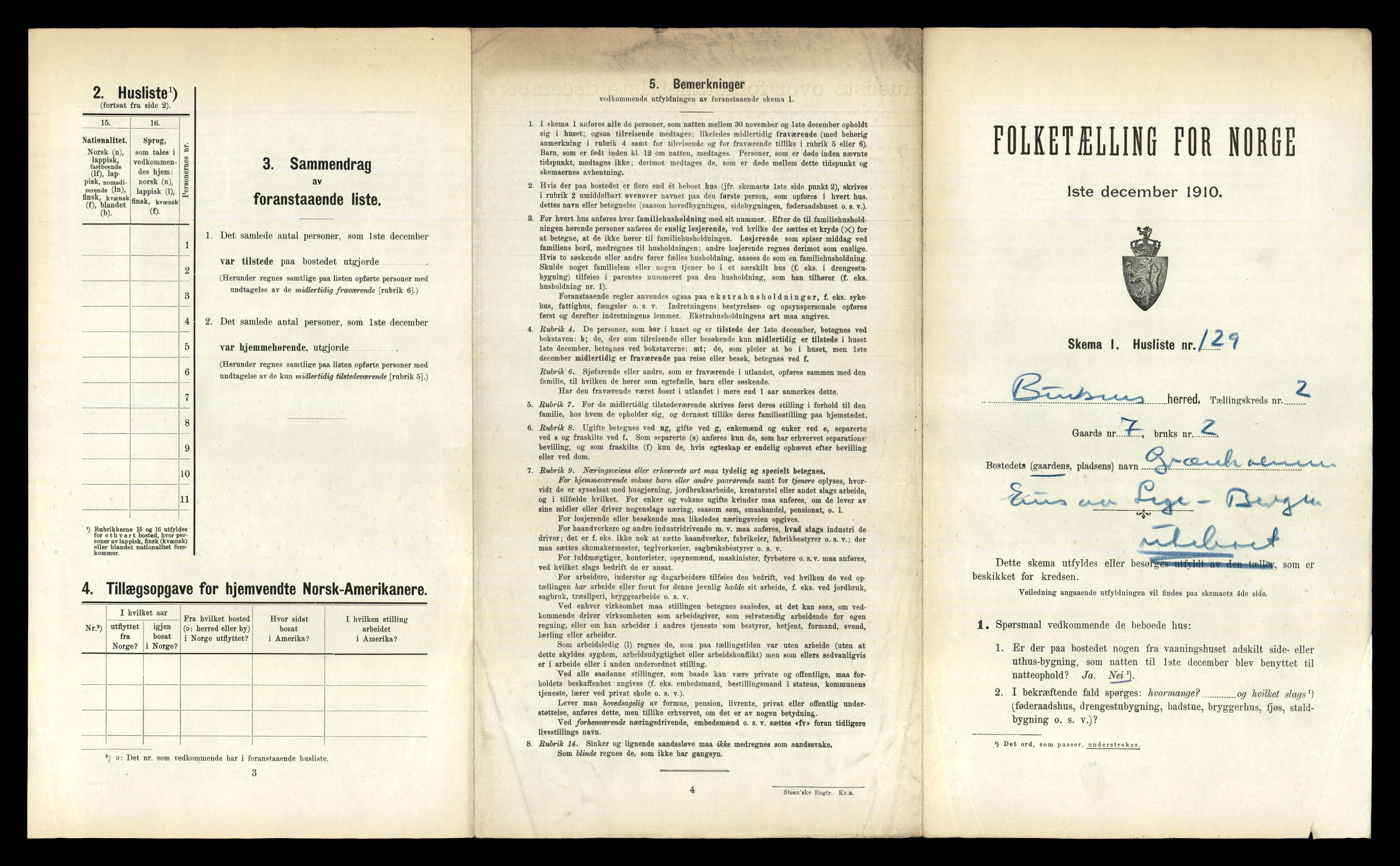 RA, 1910 census for Buksnes, 1910, p. 400