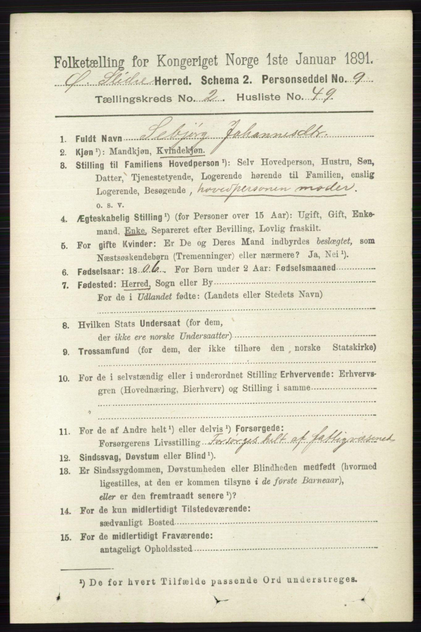 RA, 1891 census for 0544 Øystre Slidre, 1891, p. 540